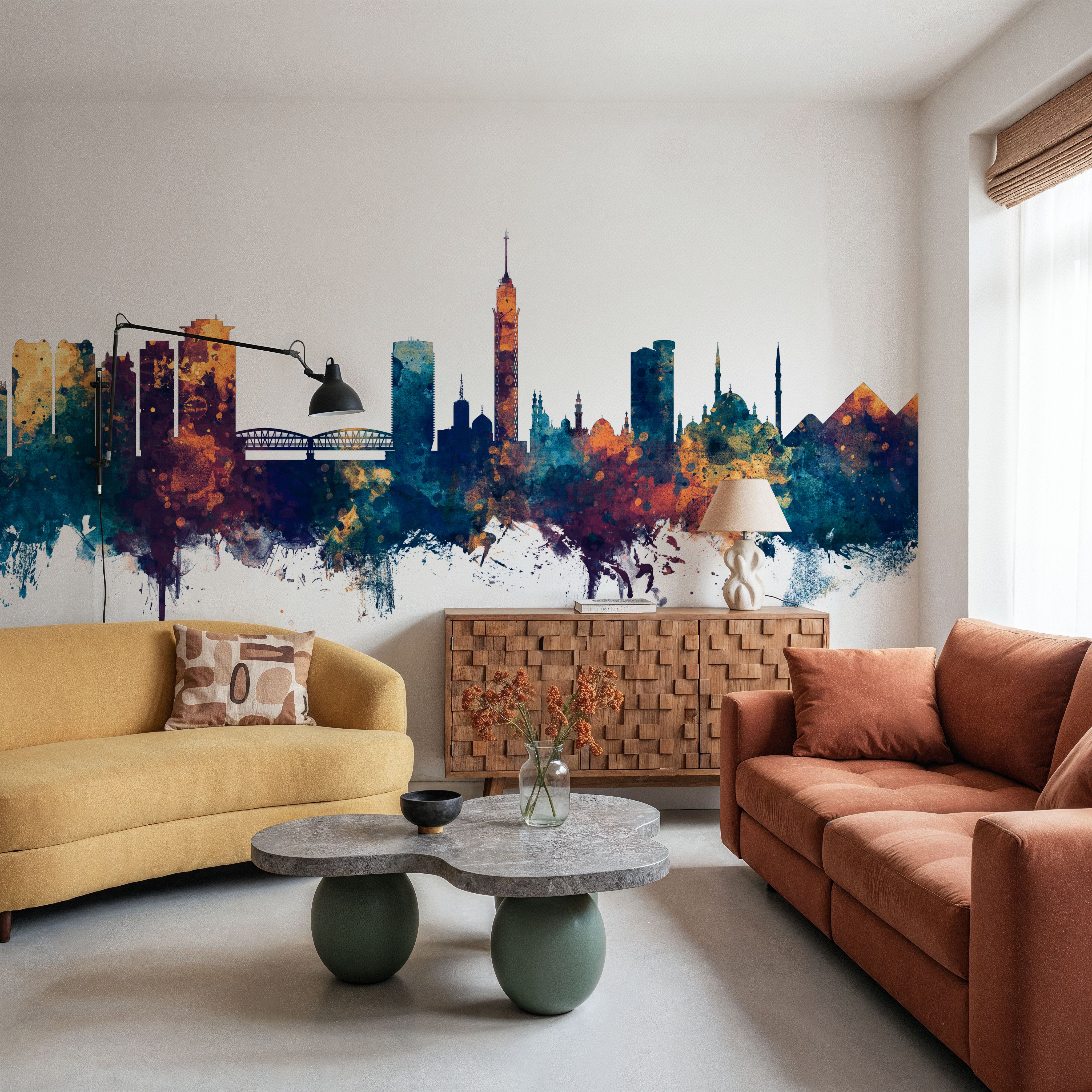 Cairo Egypt Skyline Blue & Bronze