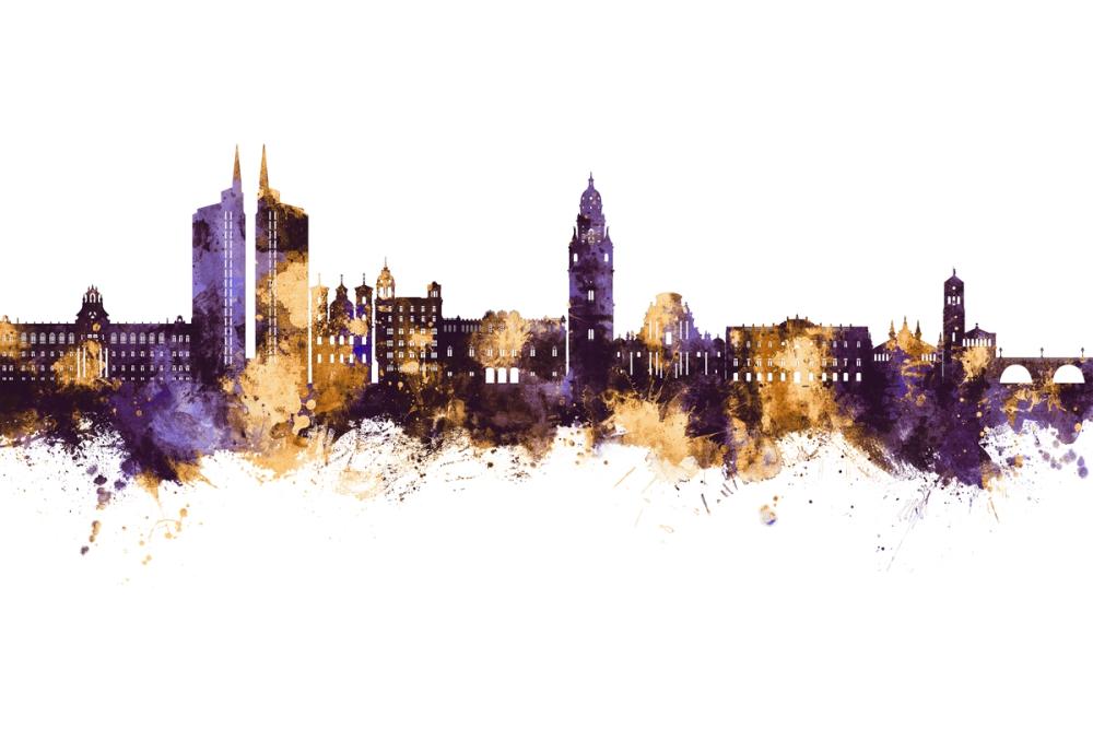 Murcia Spain Skyline Purple & Gold