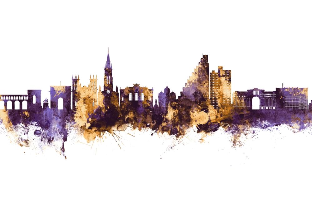 Montpellier Skyline Purple & Gold