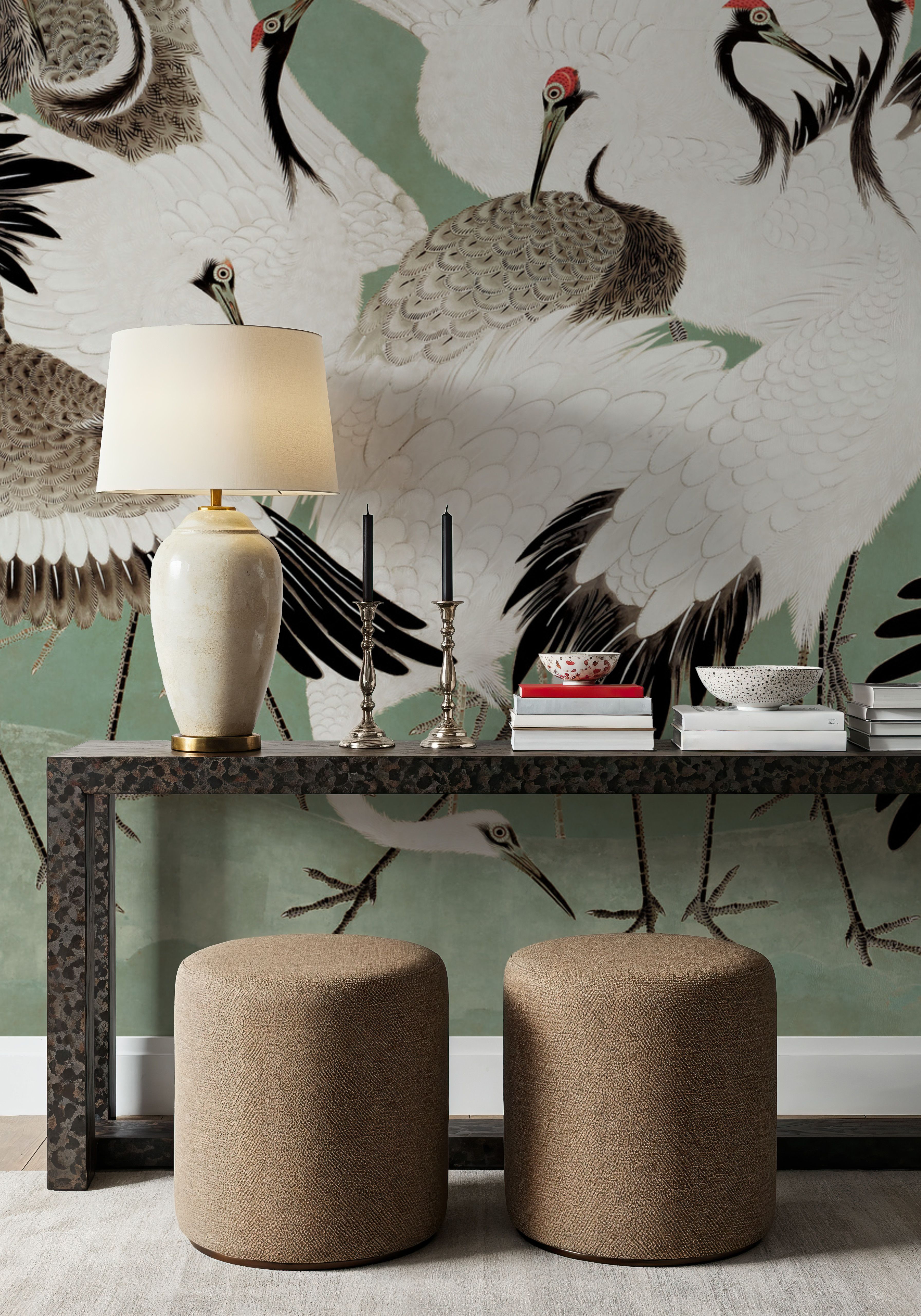 Japanese Flock of Cranes, Jade