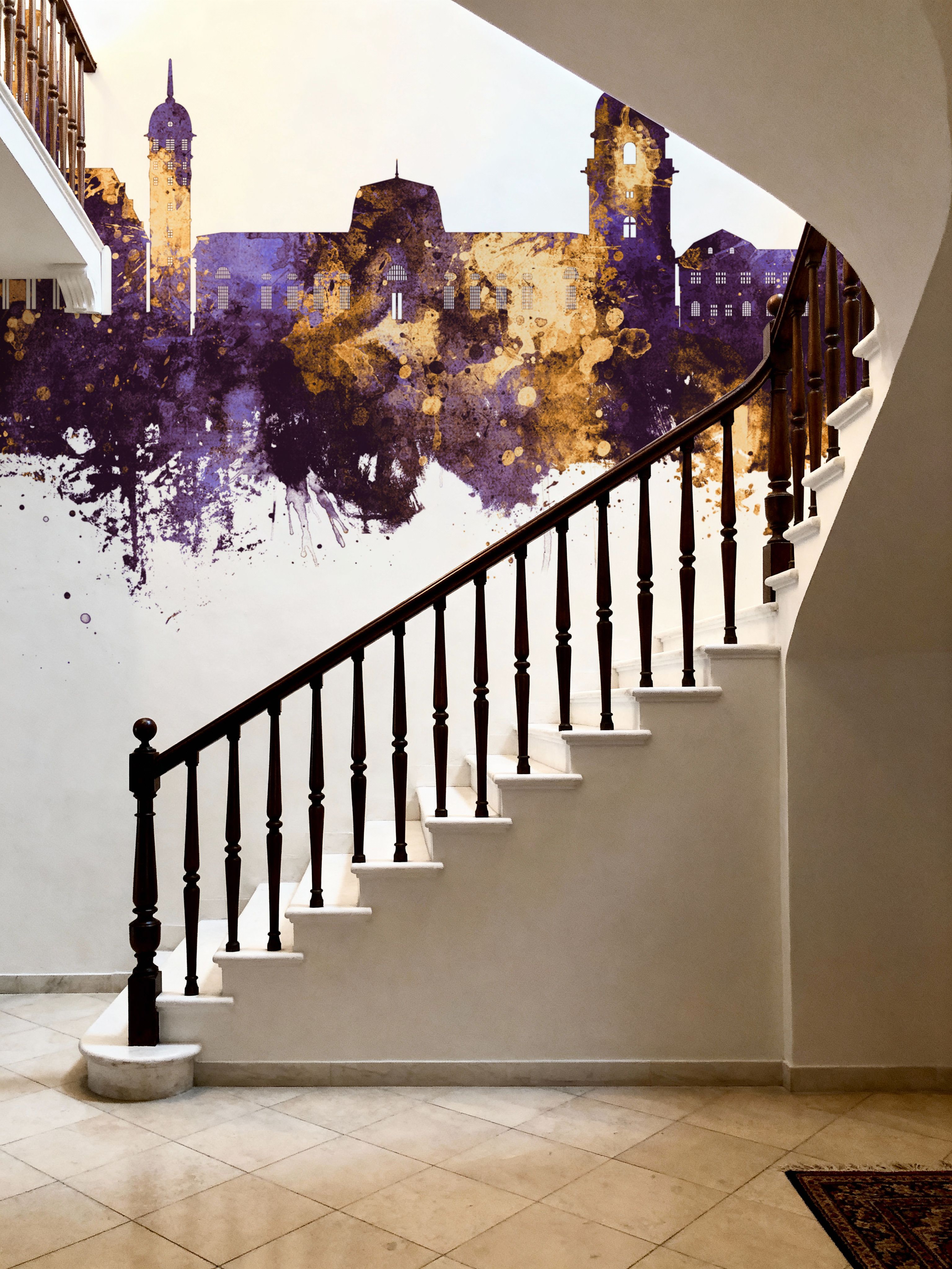 Darmstadt Skyline Purple & Gold