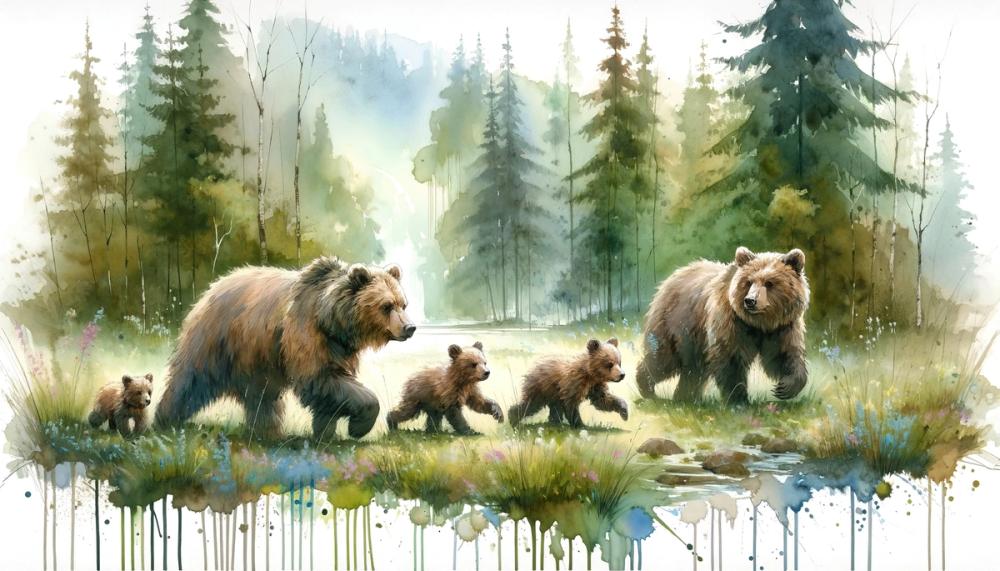 Watercolor Bear Family