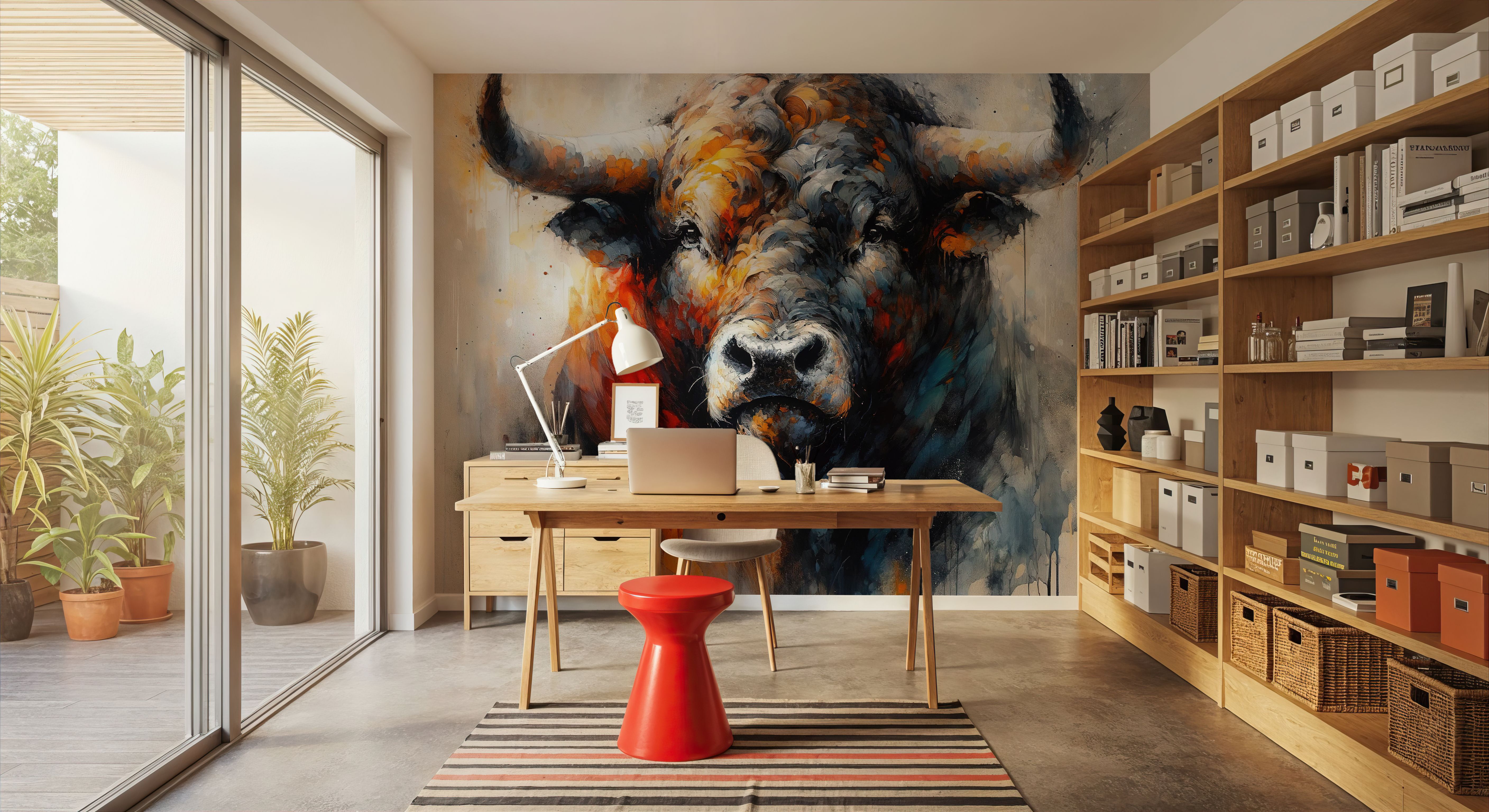 Majestic Bull Aura in Watercolor Shadows