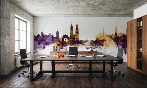 Zurich Switzerland Skyline Purple & Gold