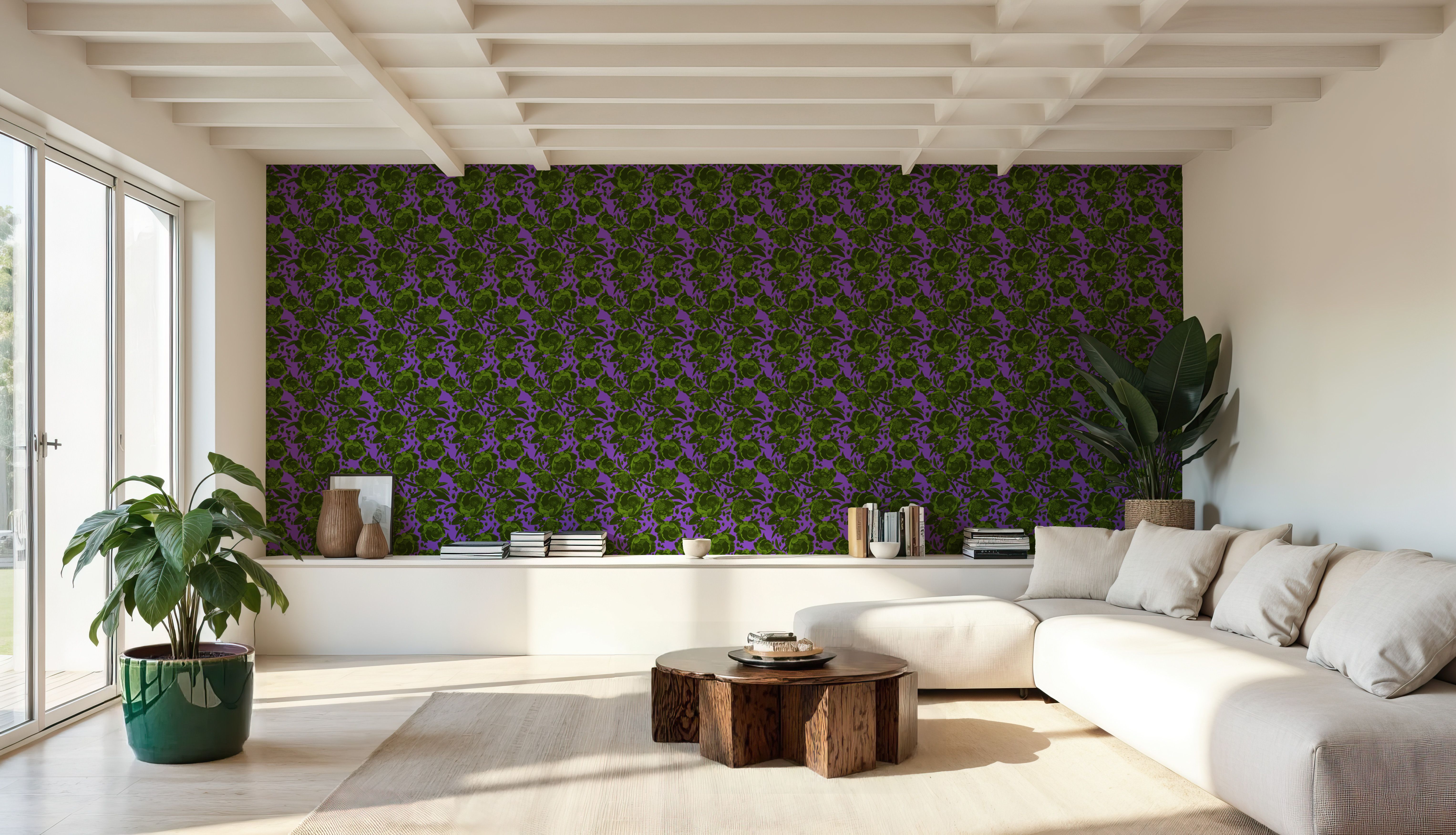 Pop Peonies, Green & Purple