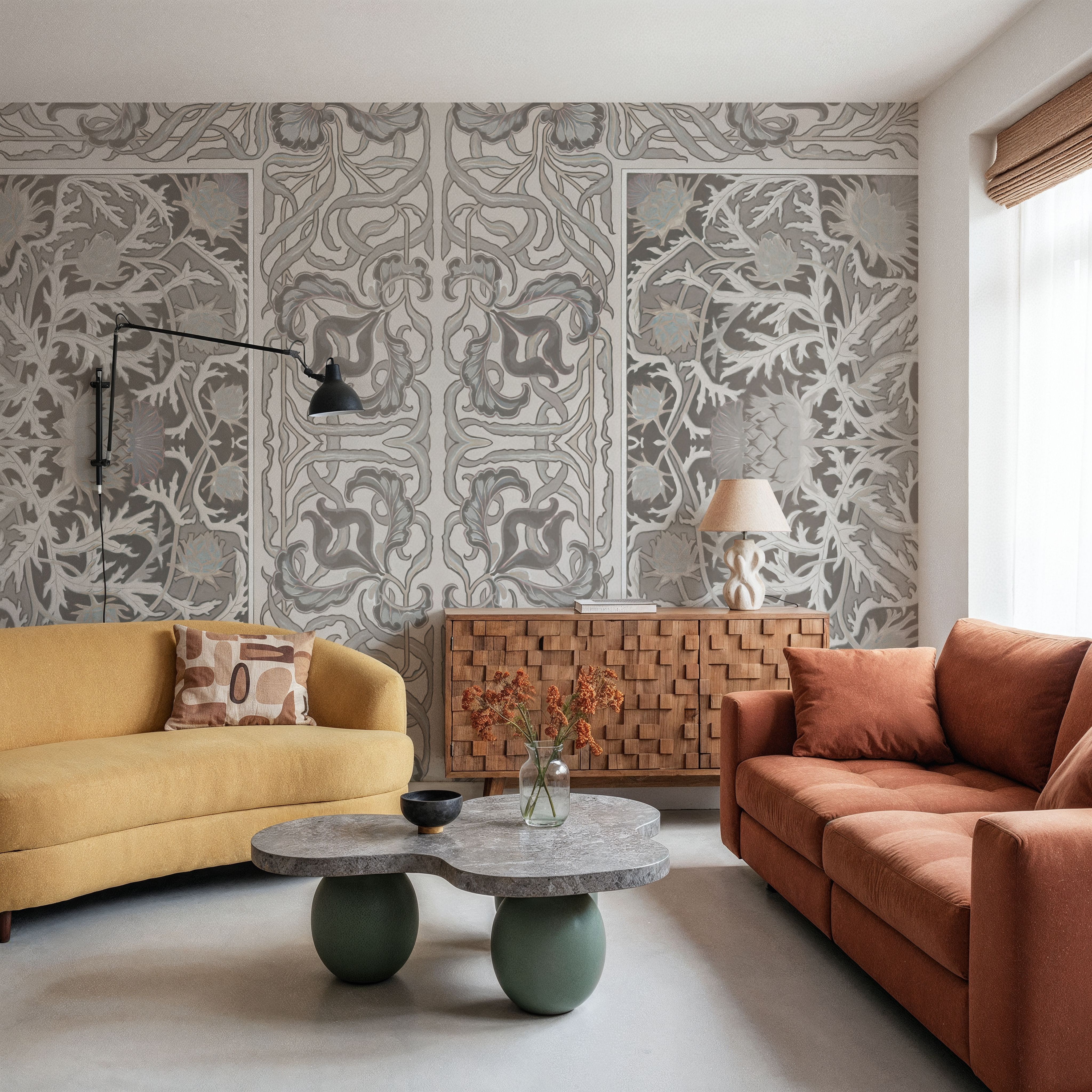 Iris & Thistle Ornament, Gray