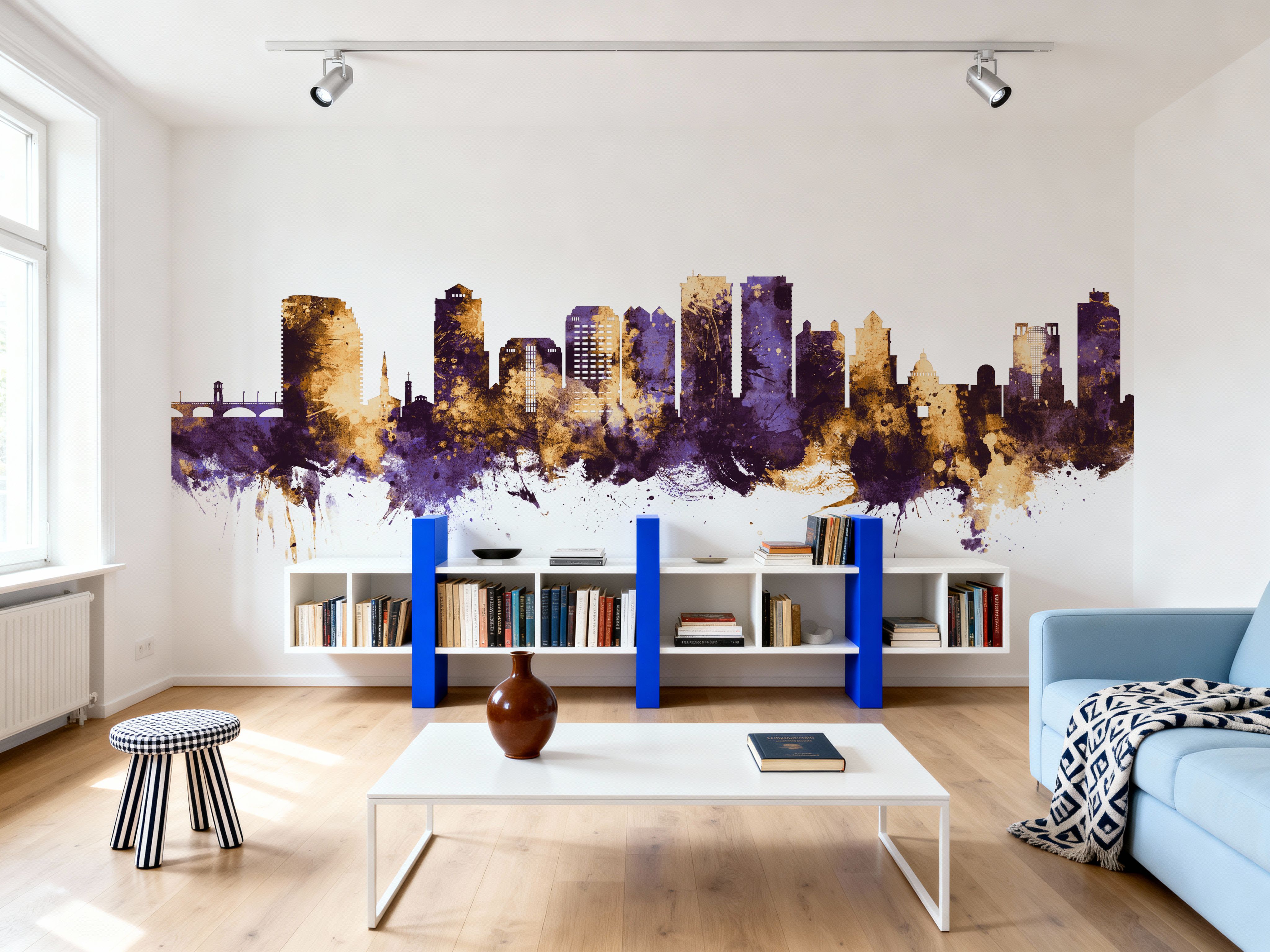 West Palm Beach Florida Skyline Purple & Gold