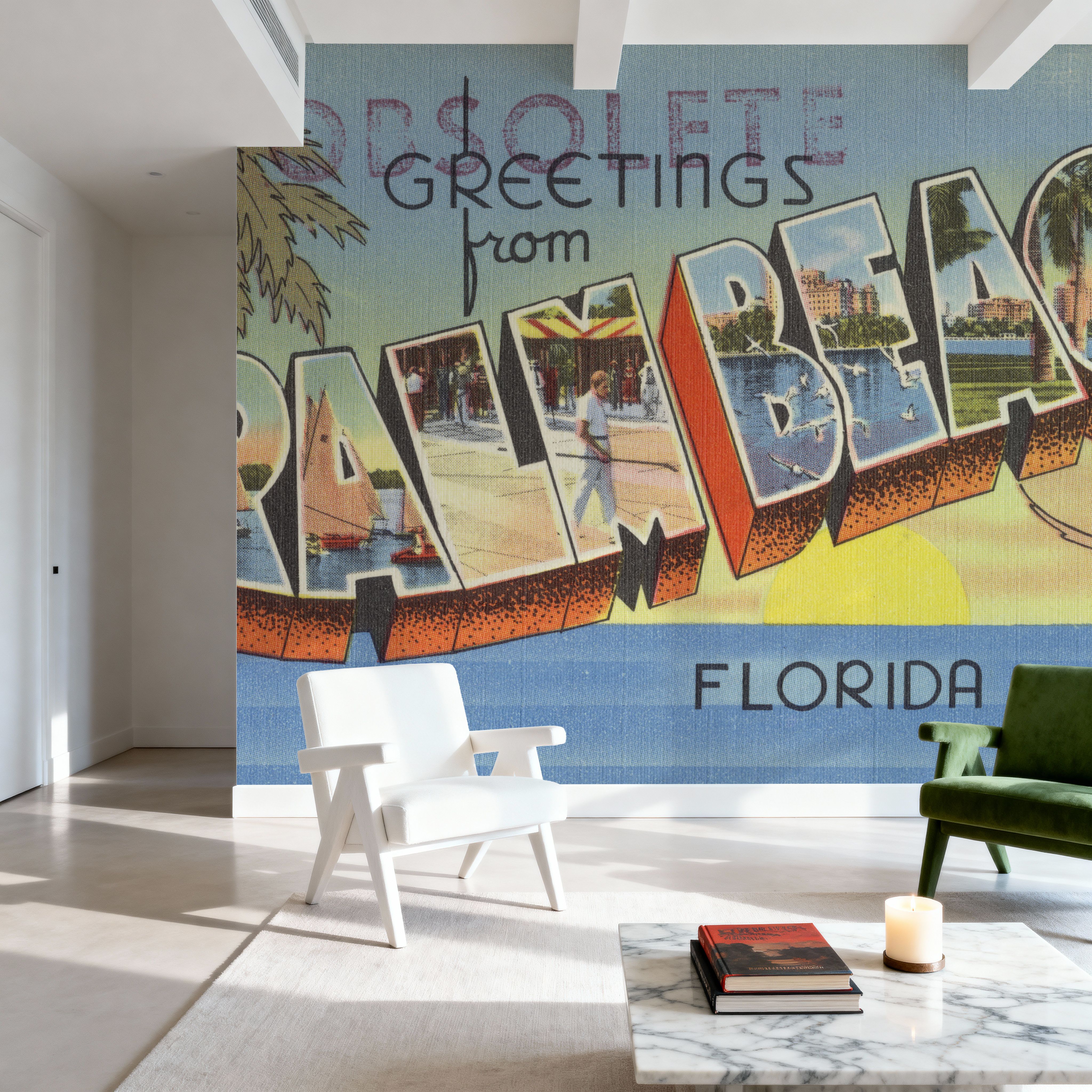Greetings from Palm Beach - Screenprint Postcard