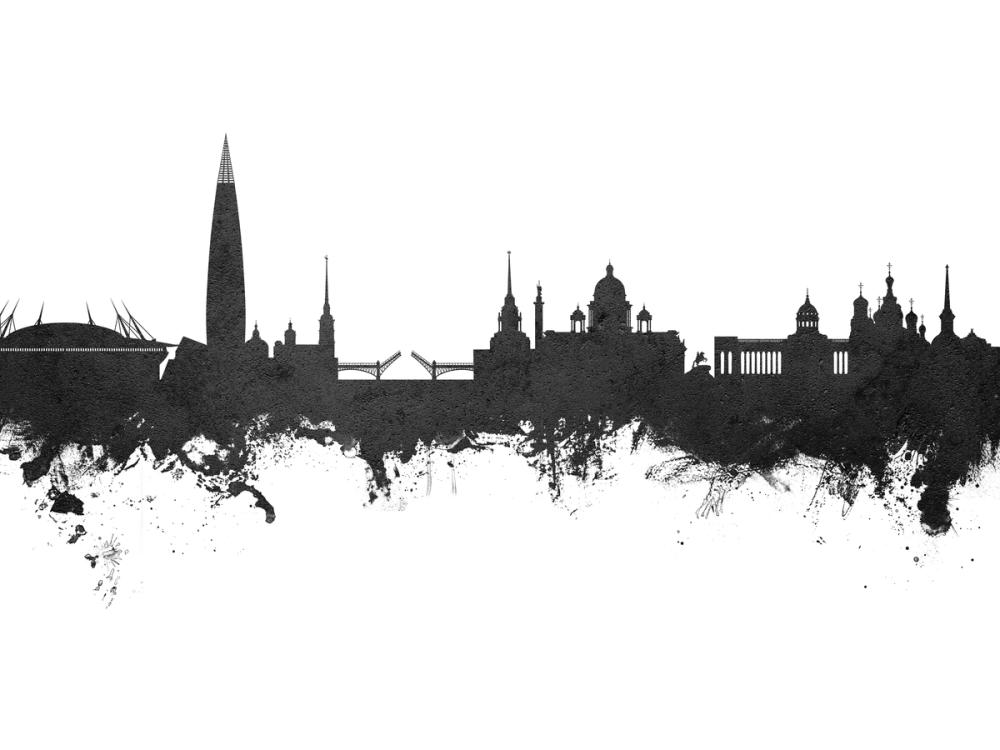 St Petersbug Russia Skyline Black & White