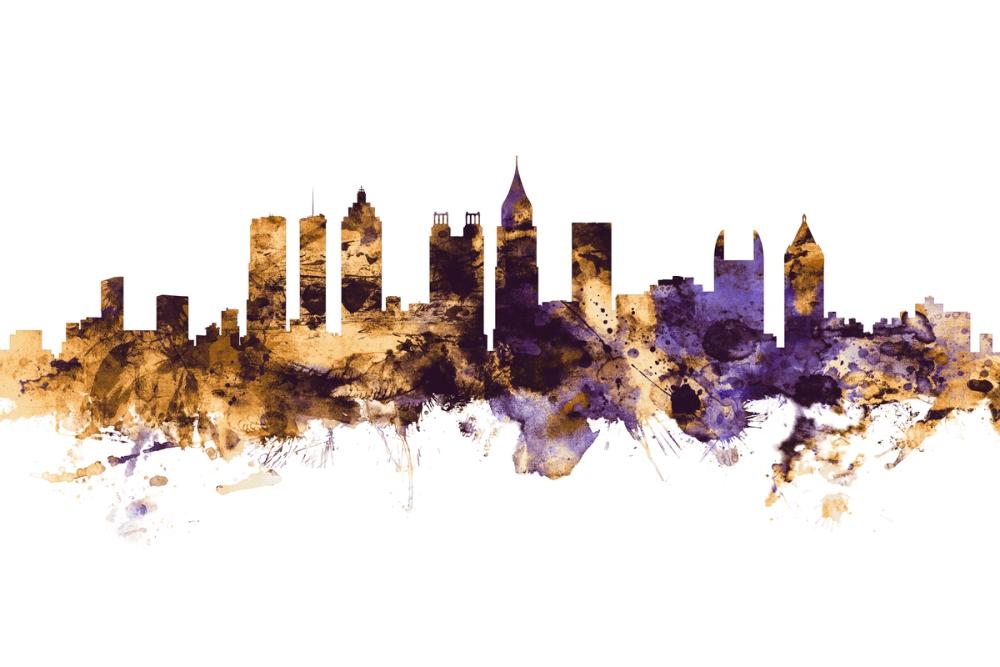 Atlanta Georgia Skyline Purple & Gold