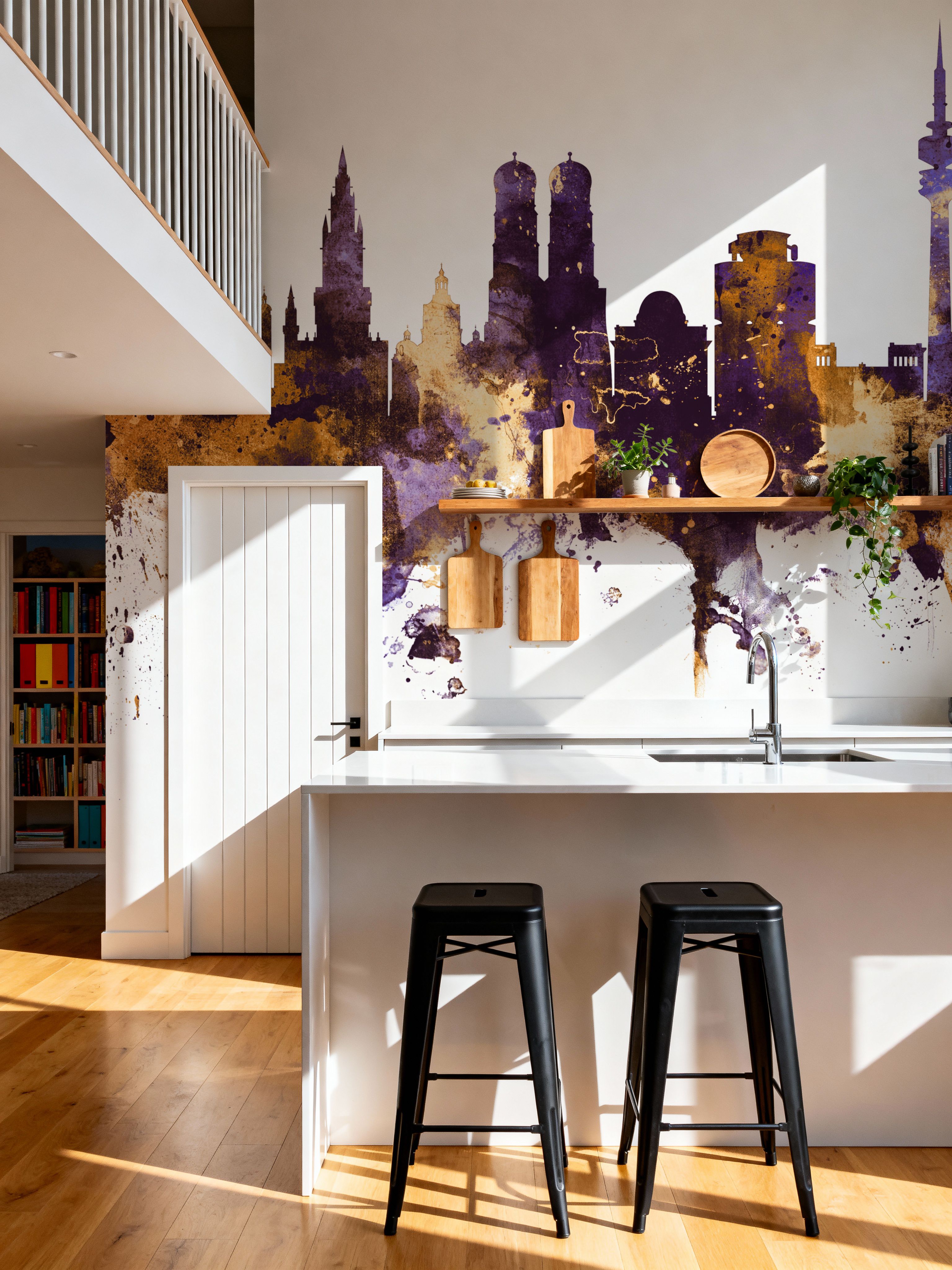 Munich Skyline Purple & Gold