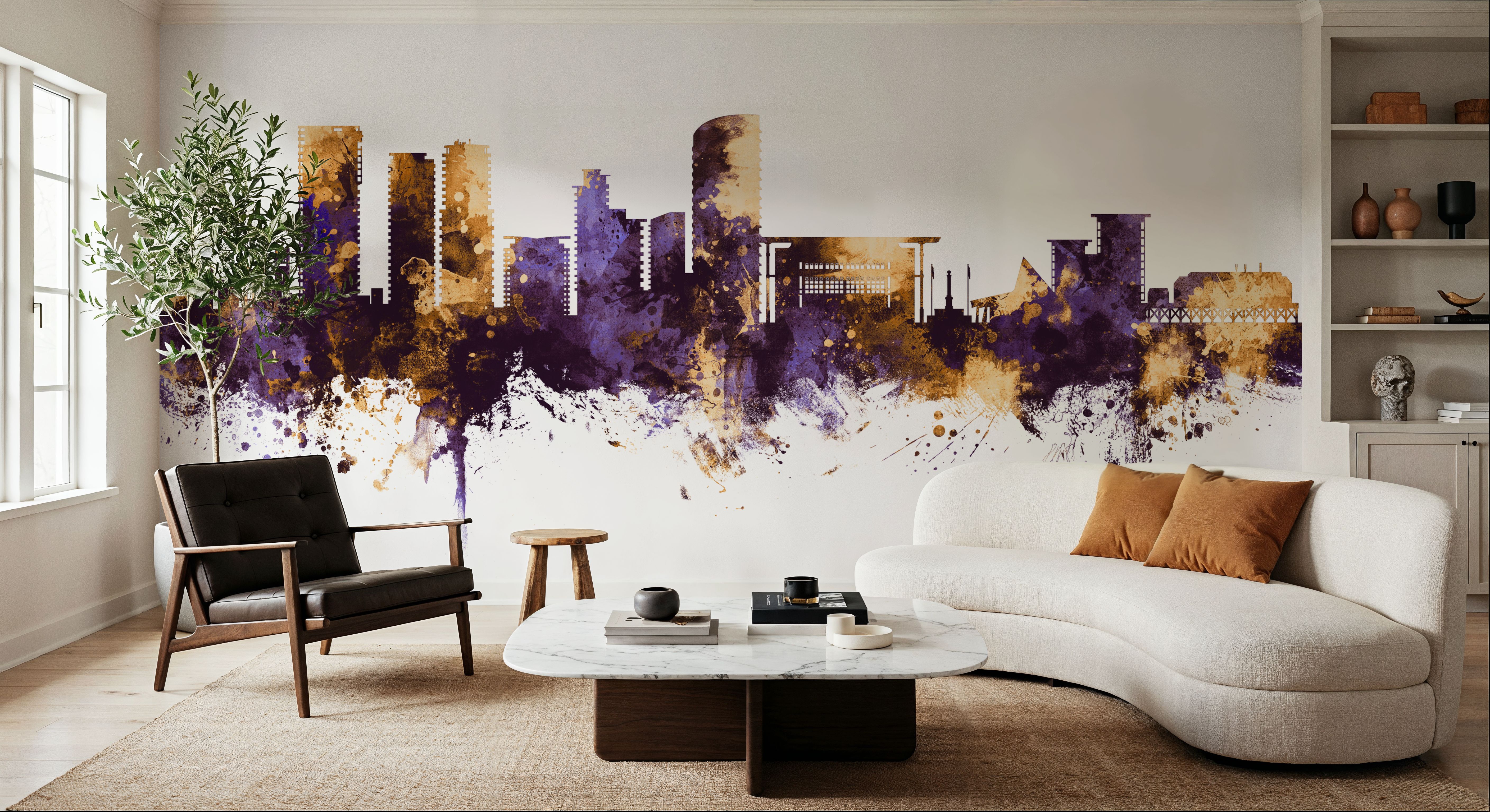 Darwin Australia Skyline Purple & Gold, Wallpaper