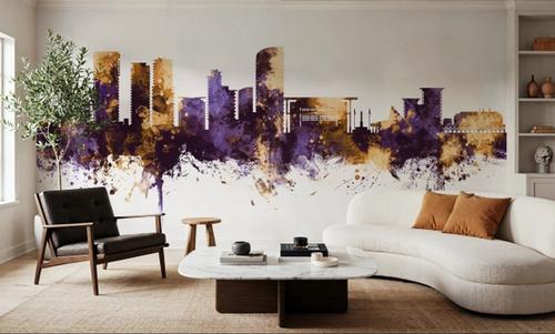 Darwin Australia Skyline Purple & Gold