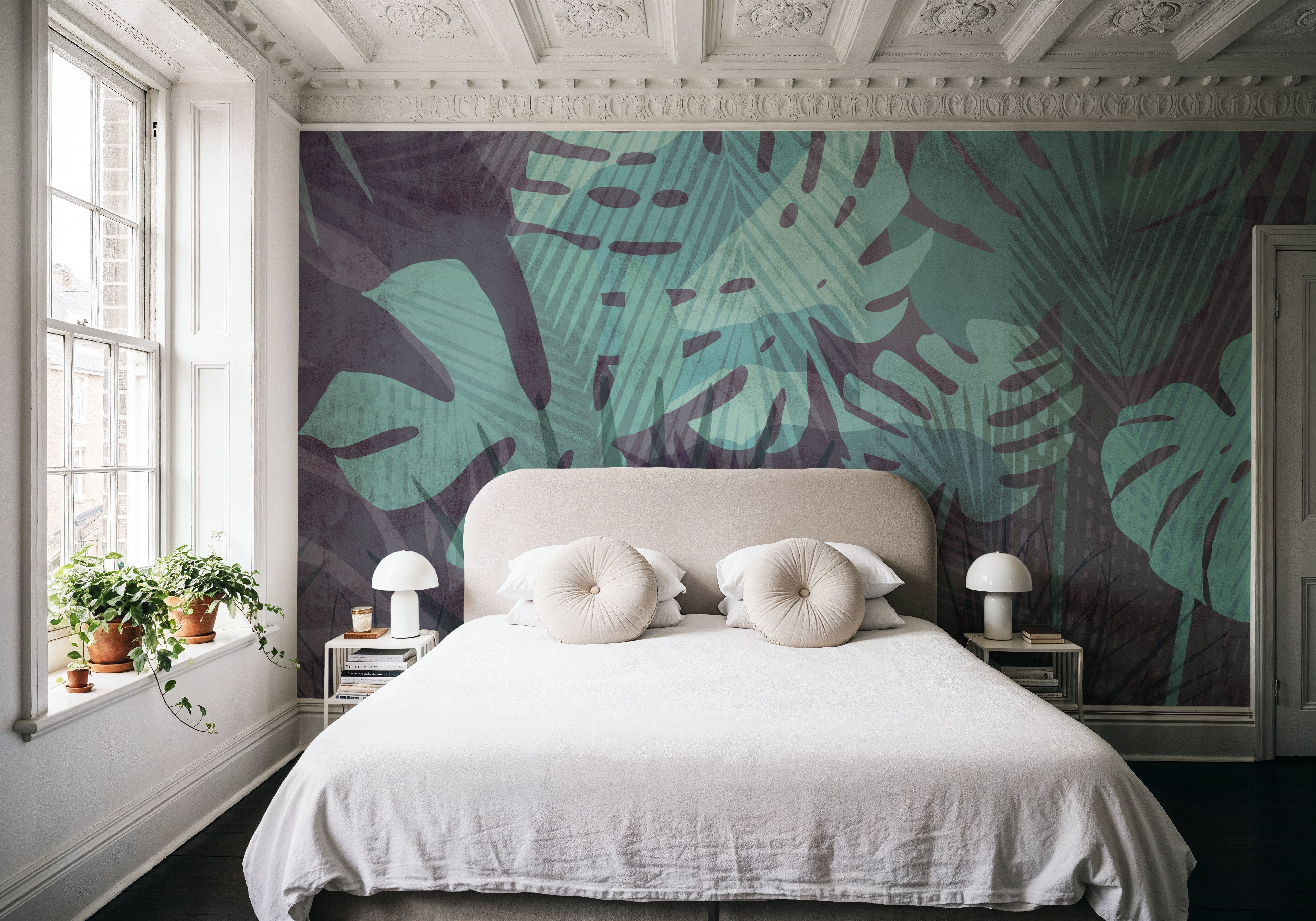 Big Monstera Leaves, Cyan