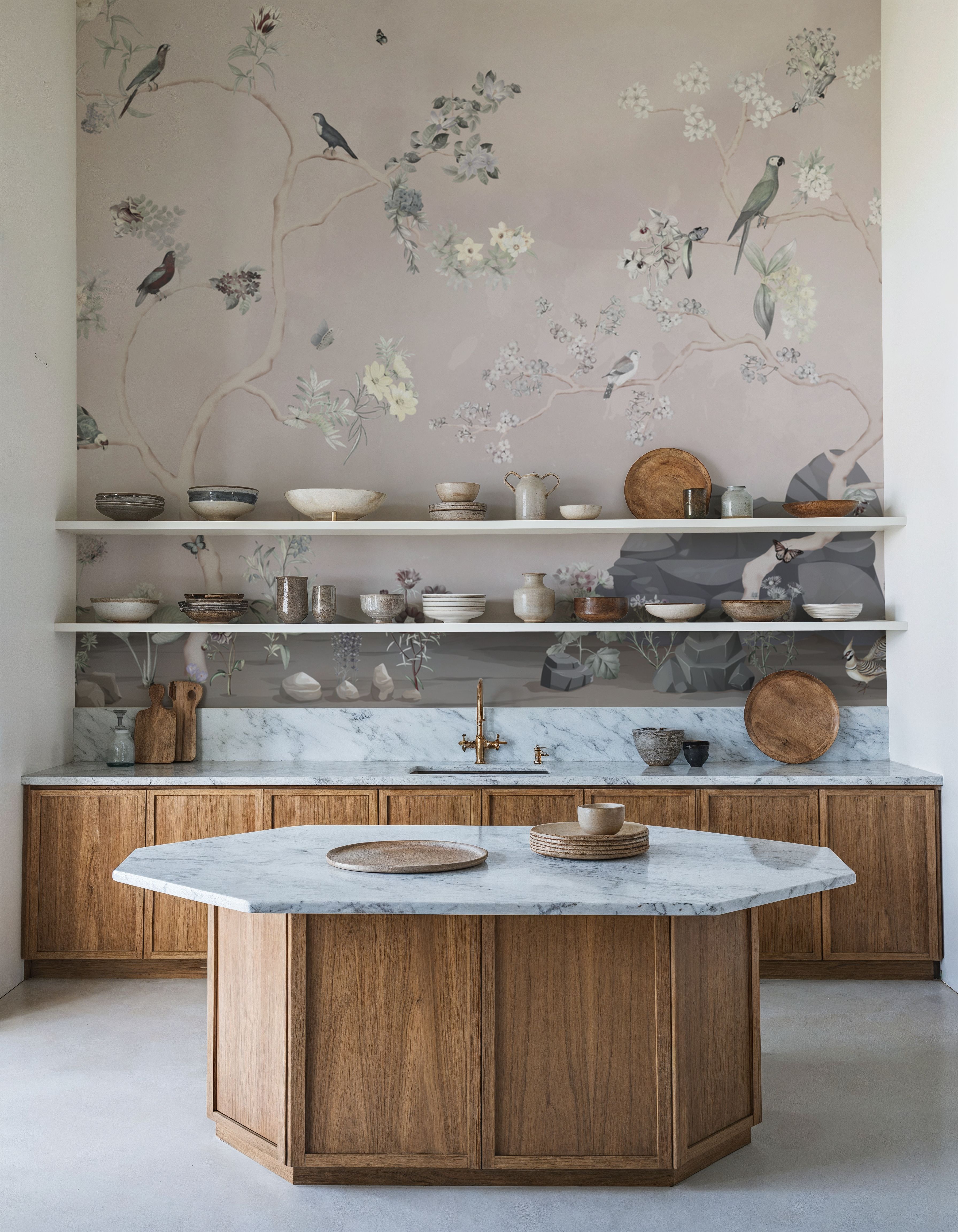 Birds in the Garden Light Gray