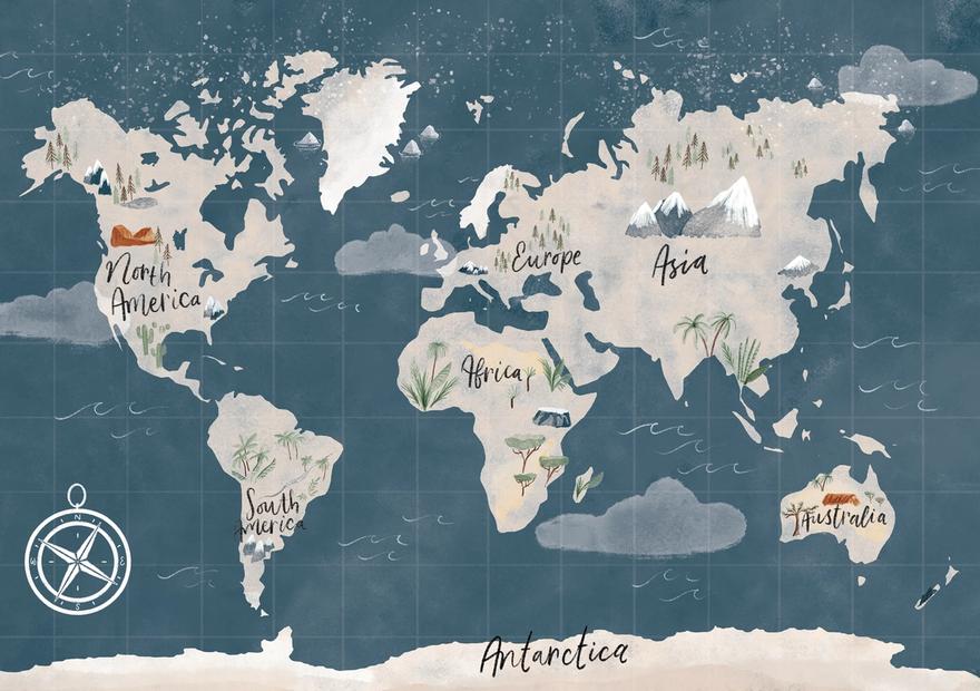Scandi Map Blue