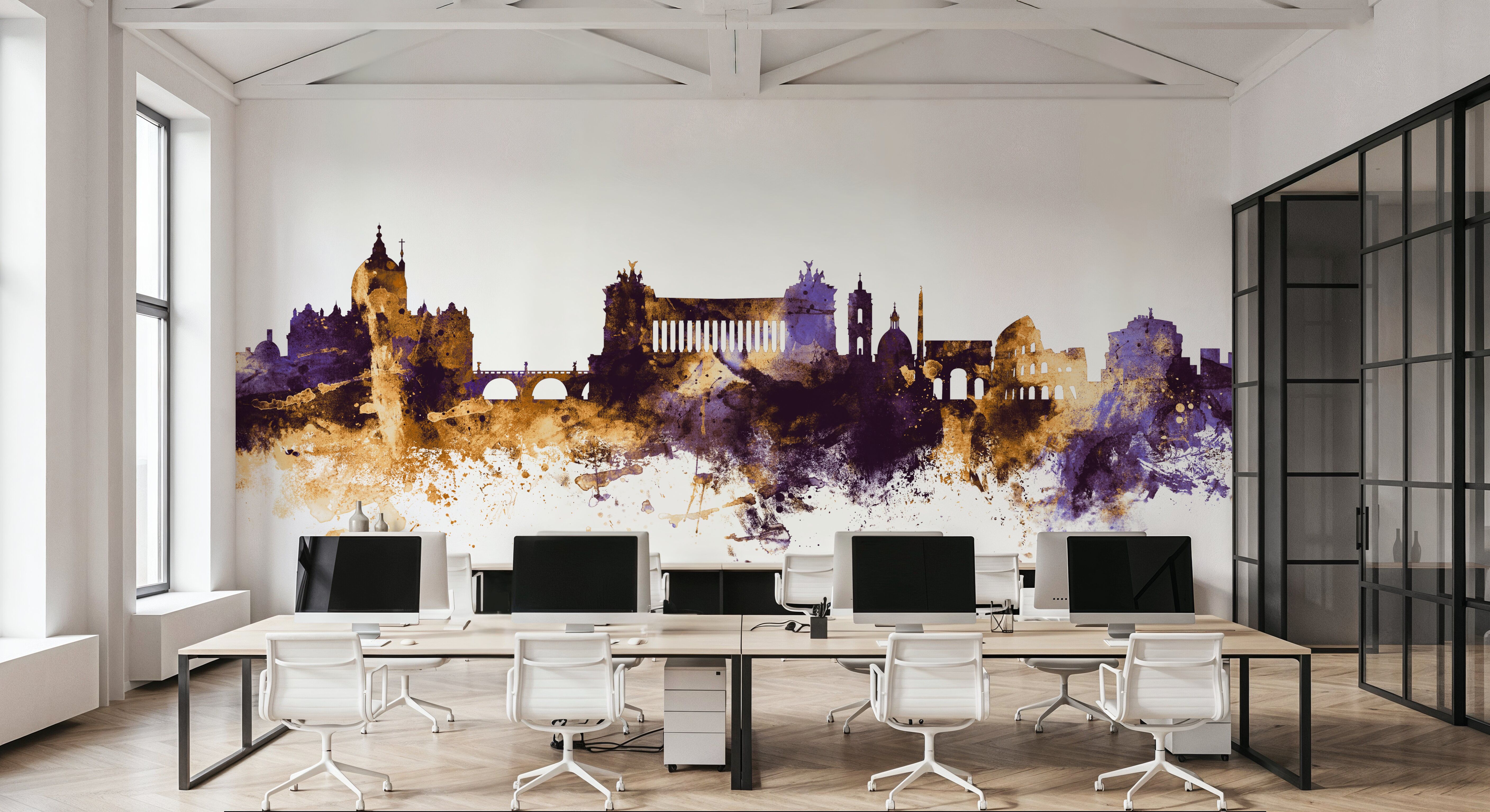 Rome Italy Skyline Purple & Gold