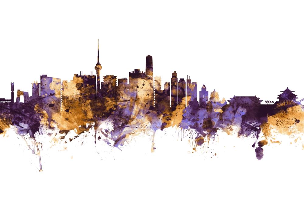 Beijing Skyline Purple & Gold