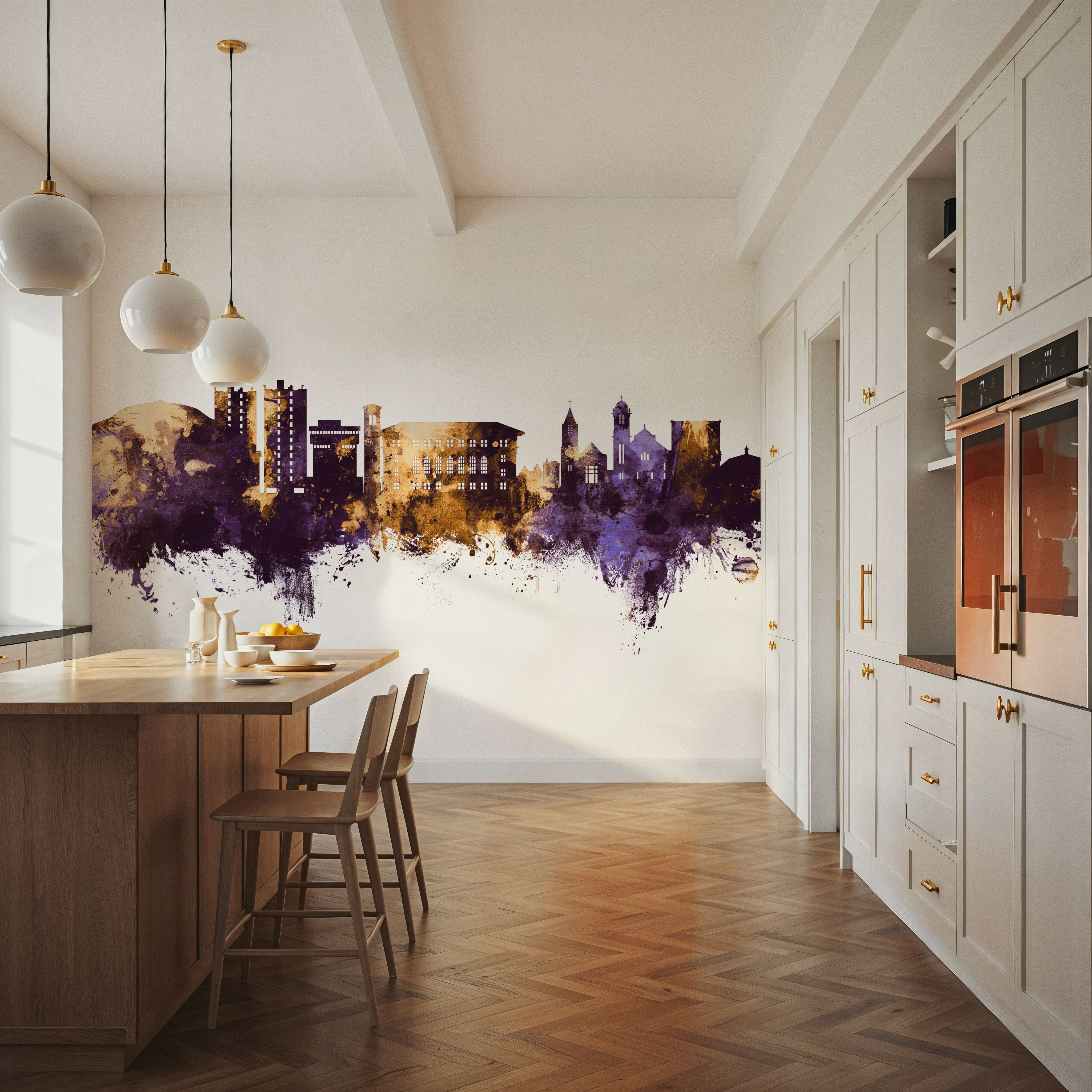 Cedar Falls Iowa Skyline Purple & Gold