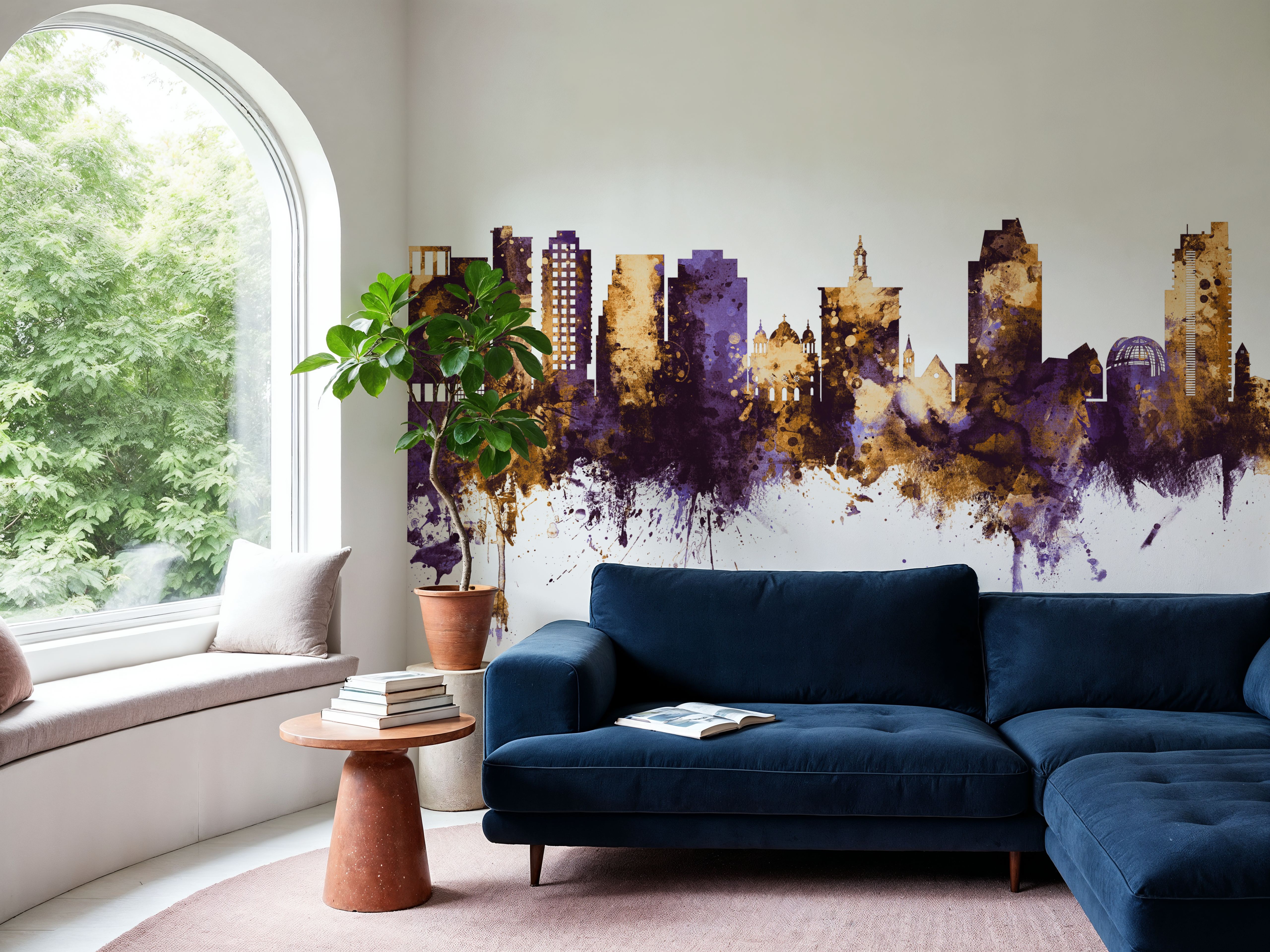 San Jose California Skyline Purple & Gold