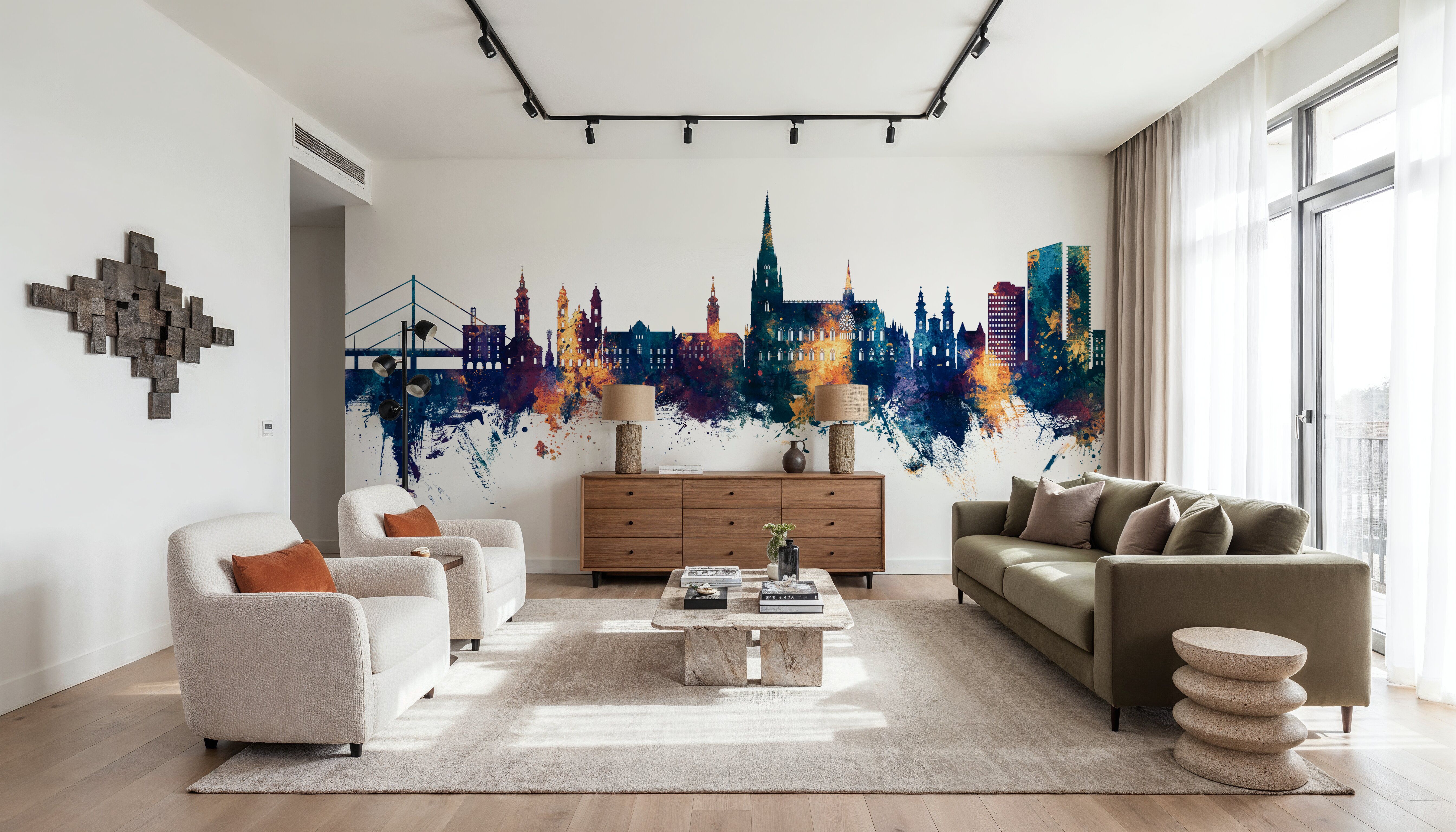 Linz Austria Skyline Blue & Bronze