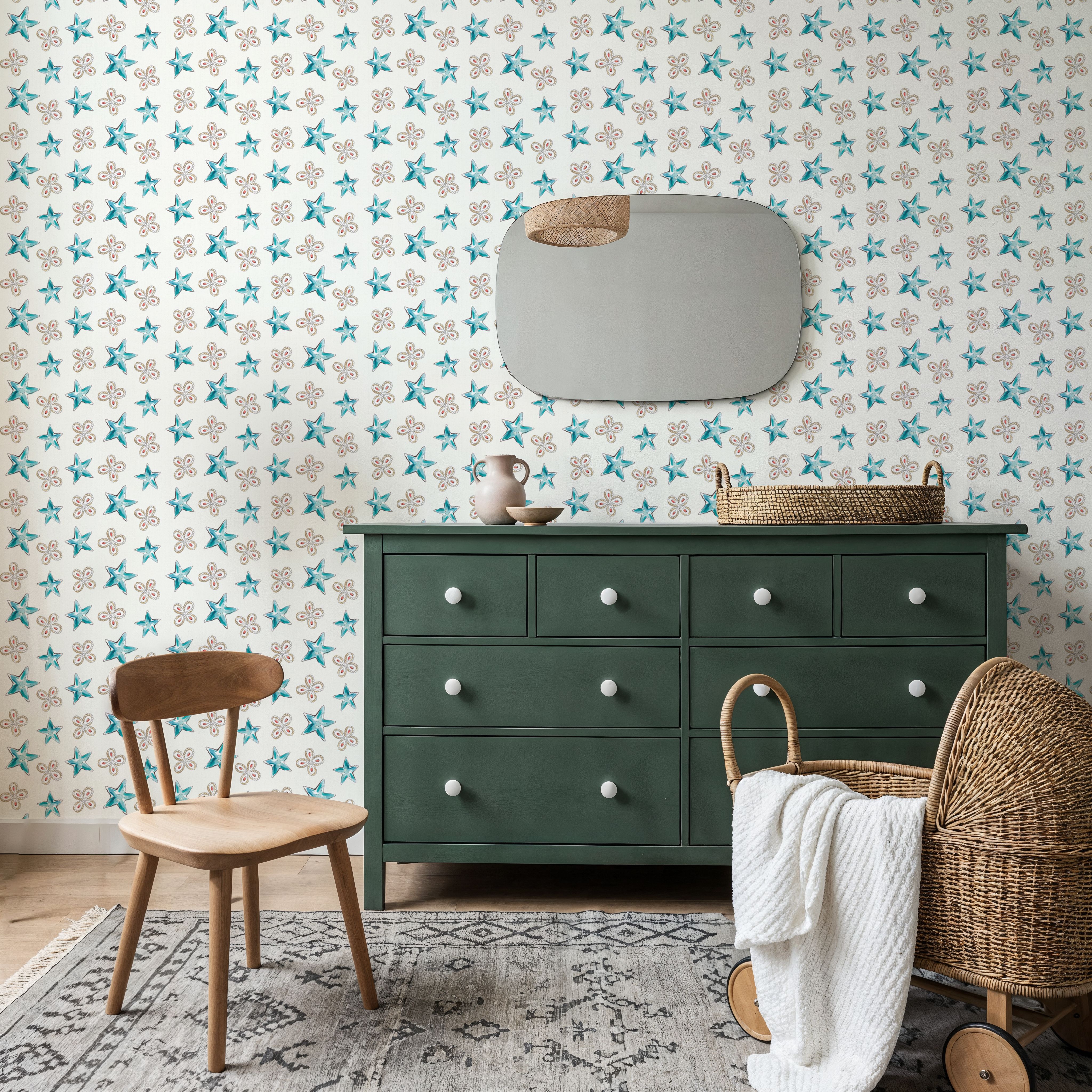 Maritime Stars Blue on White