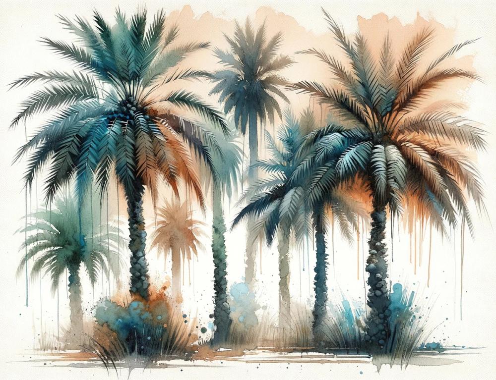 Palm Grove Watercolor