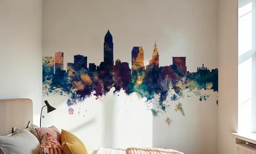 Cleveland Ohio Skyline Blue & Bronze