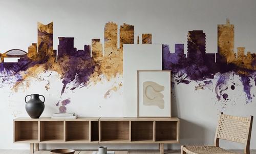 Fort Worth texas Skyline Purple & Gold