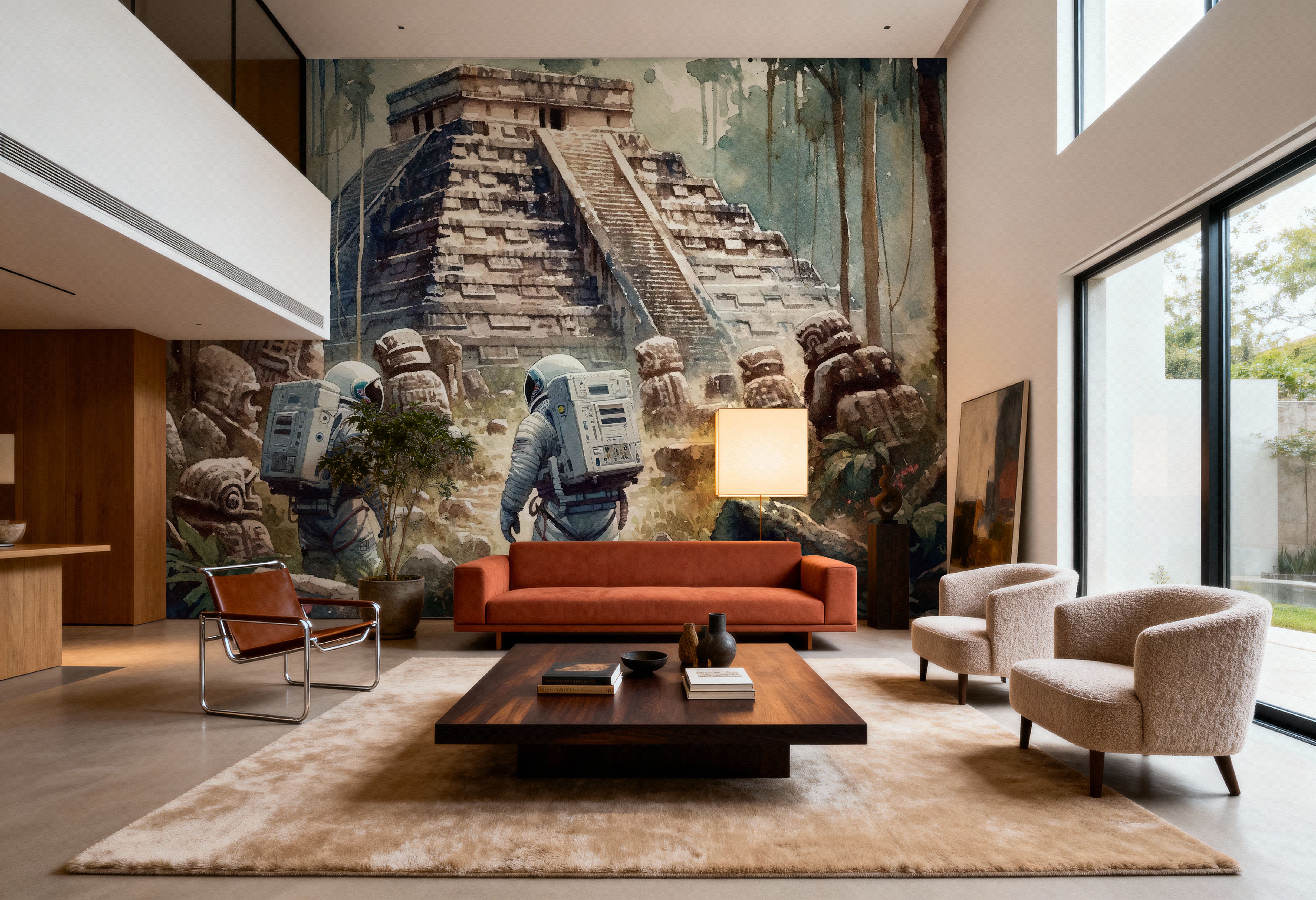 Astronauts Exploring Ancient Pyramid Ruins