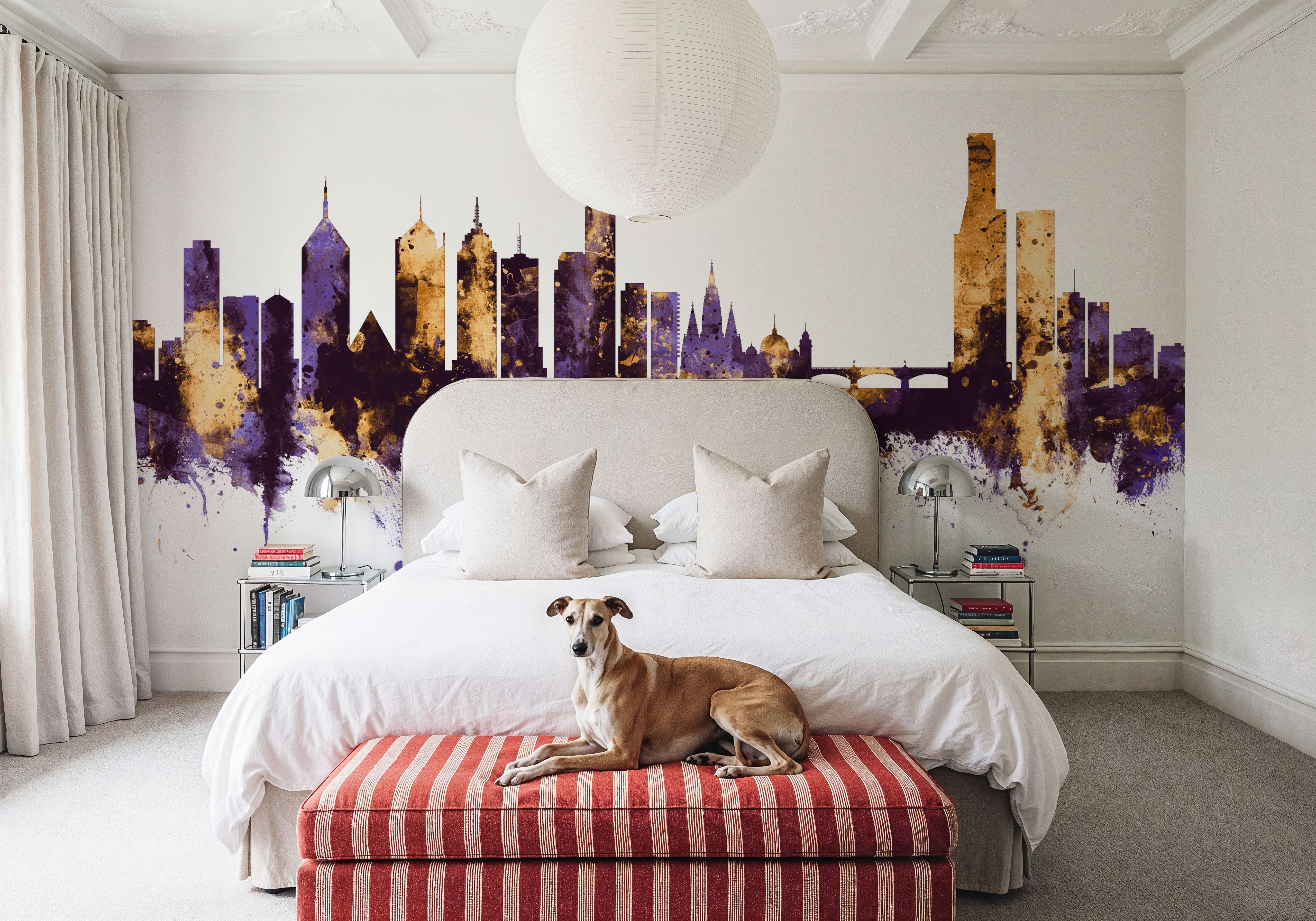 Melbourne Australia Skyline Purple & Gold