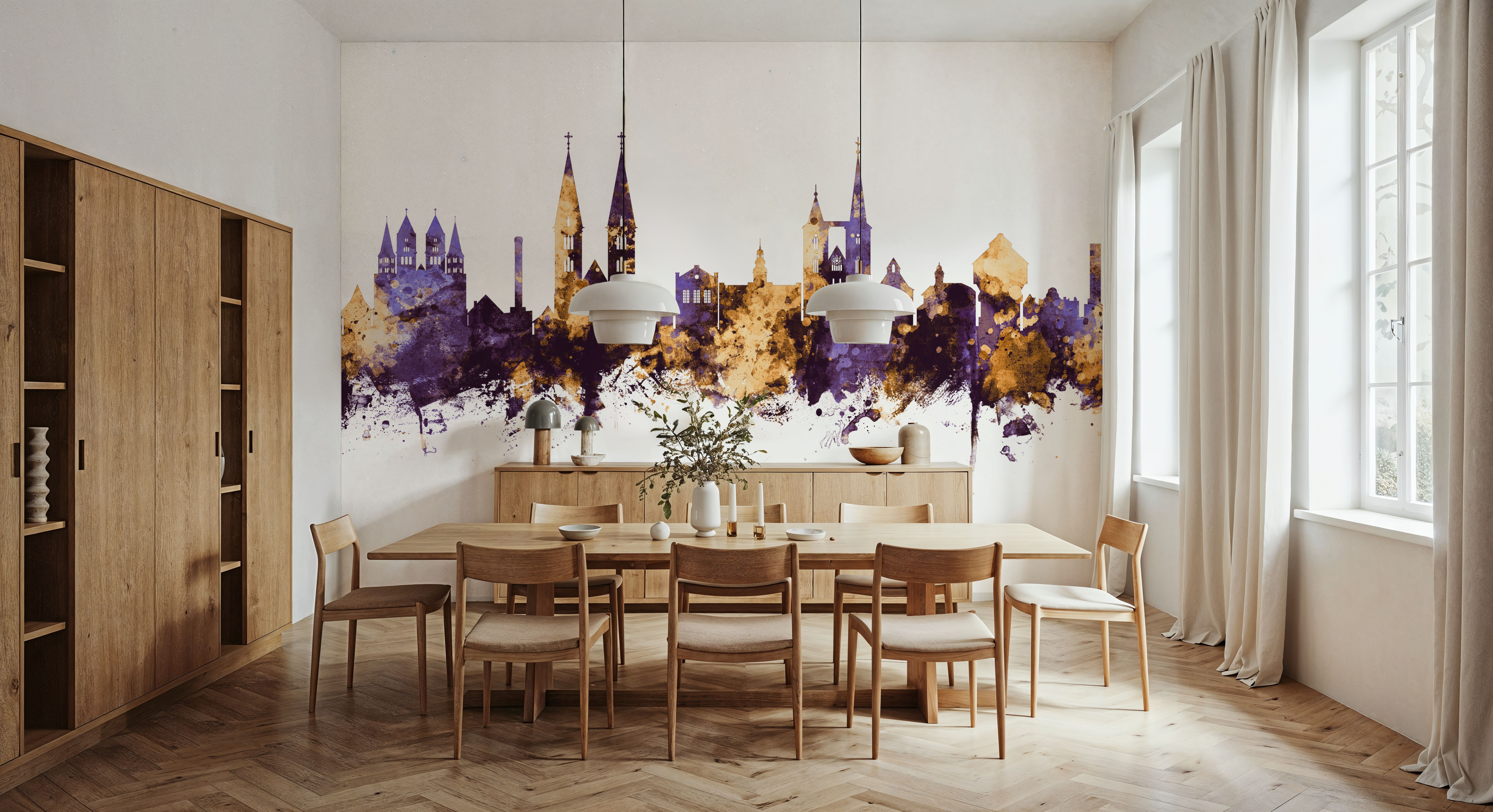 Halberstadt Germany Skyline Purple & Gold