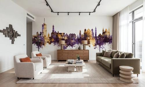 Augsburg Germany Skyline Purple & Gold