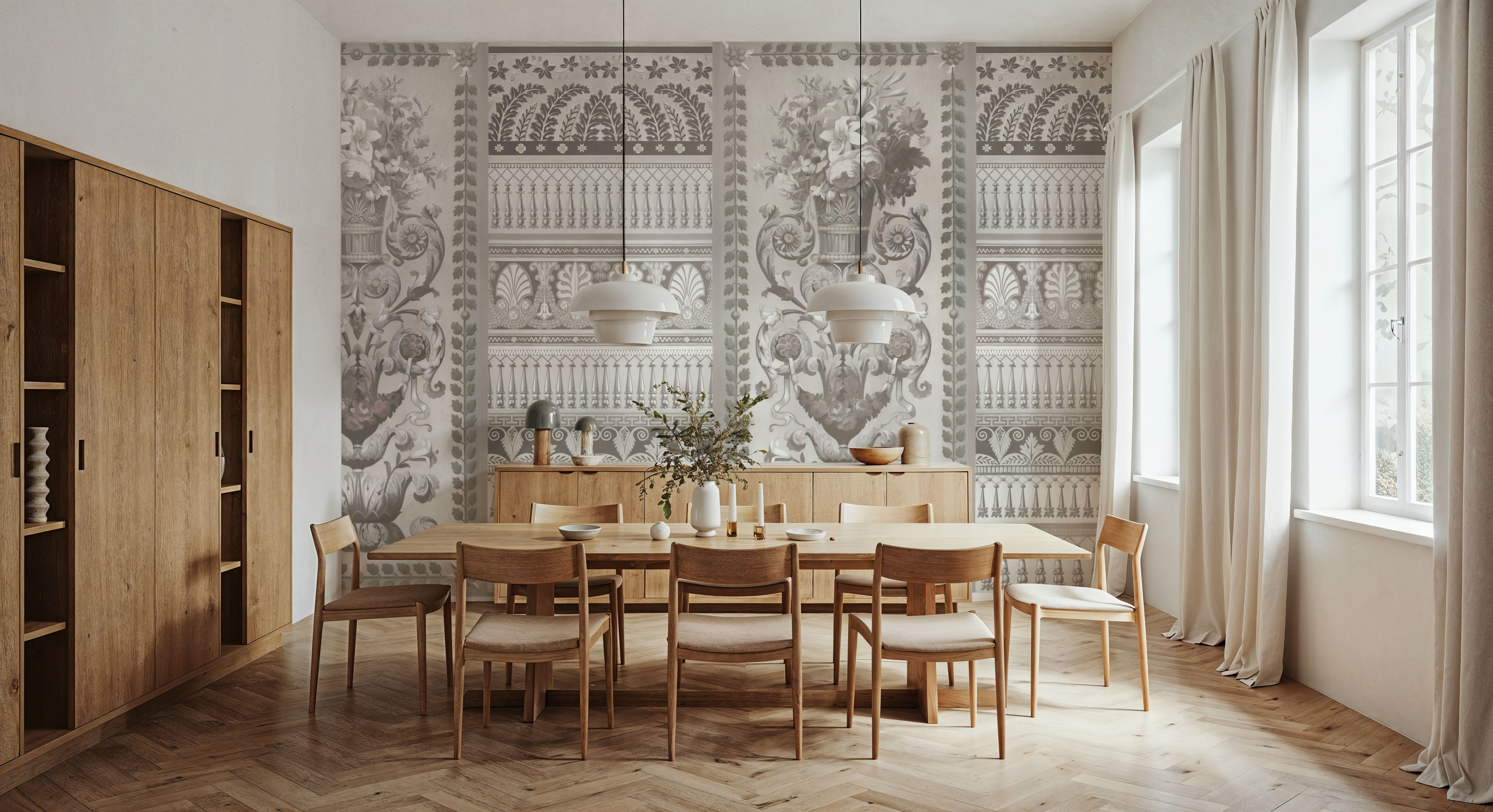 Flower Mountain, Ecru, Behang