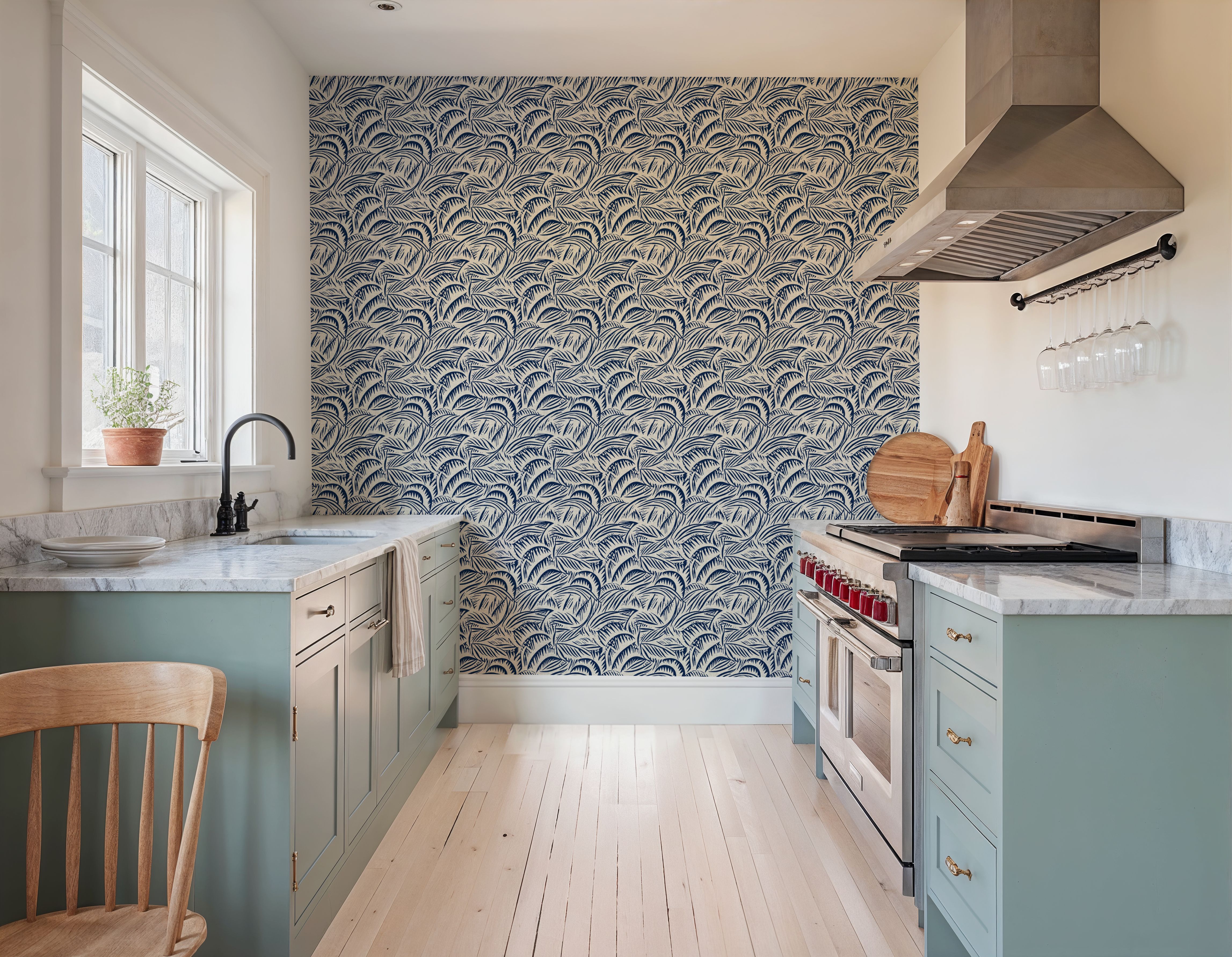 Swaying Leaves, Royal Blue