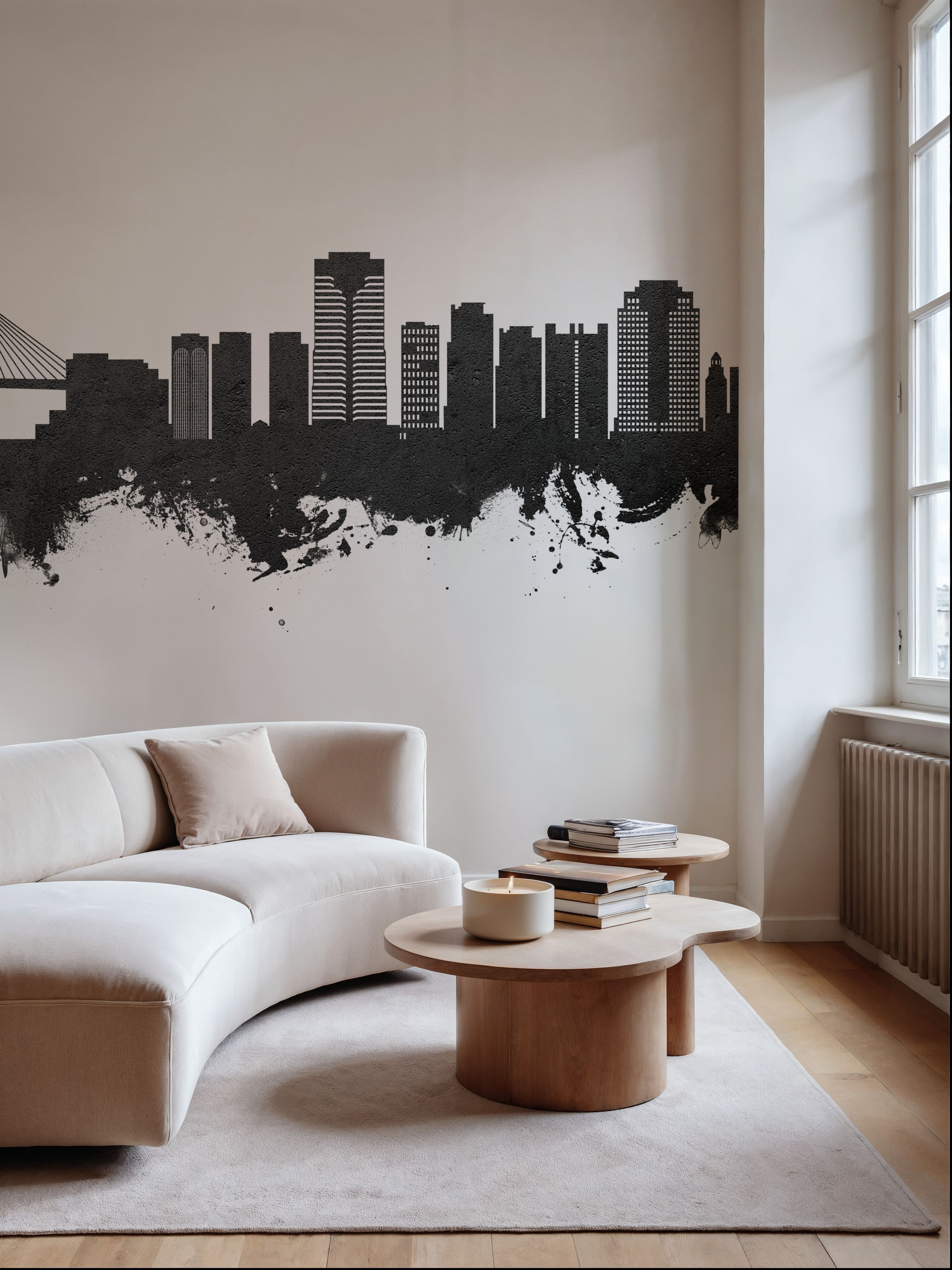 Long Beach California Skyline Black & White