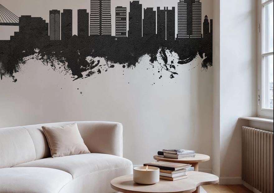 Long Beach California Skyline Black & White