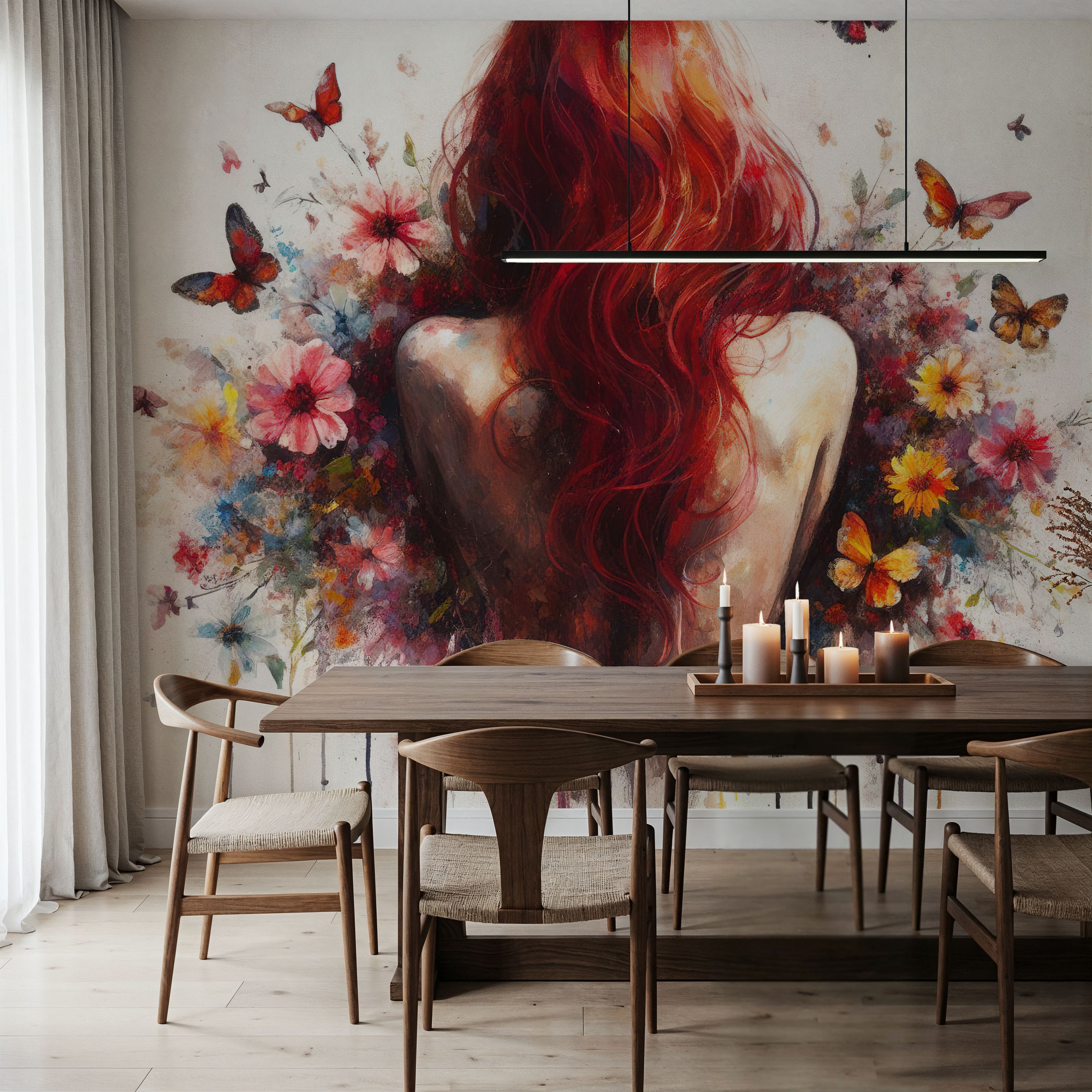 Watercolor Butterflies Red