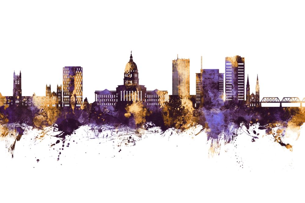 Topeka Wyoming Skyline Purple & Gold