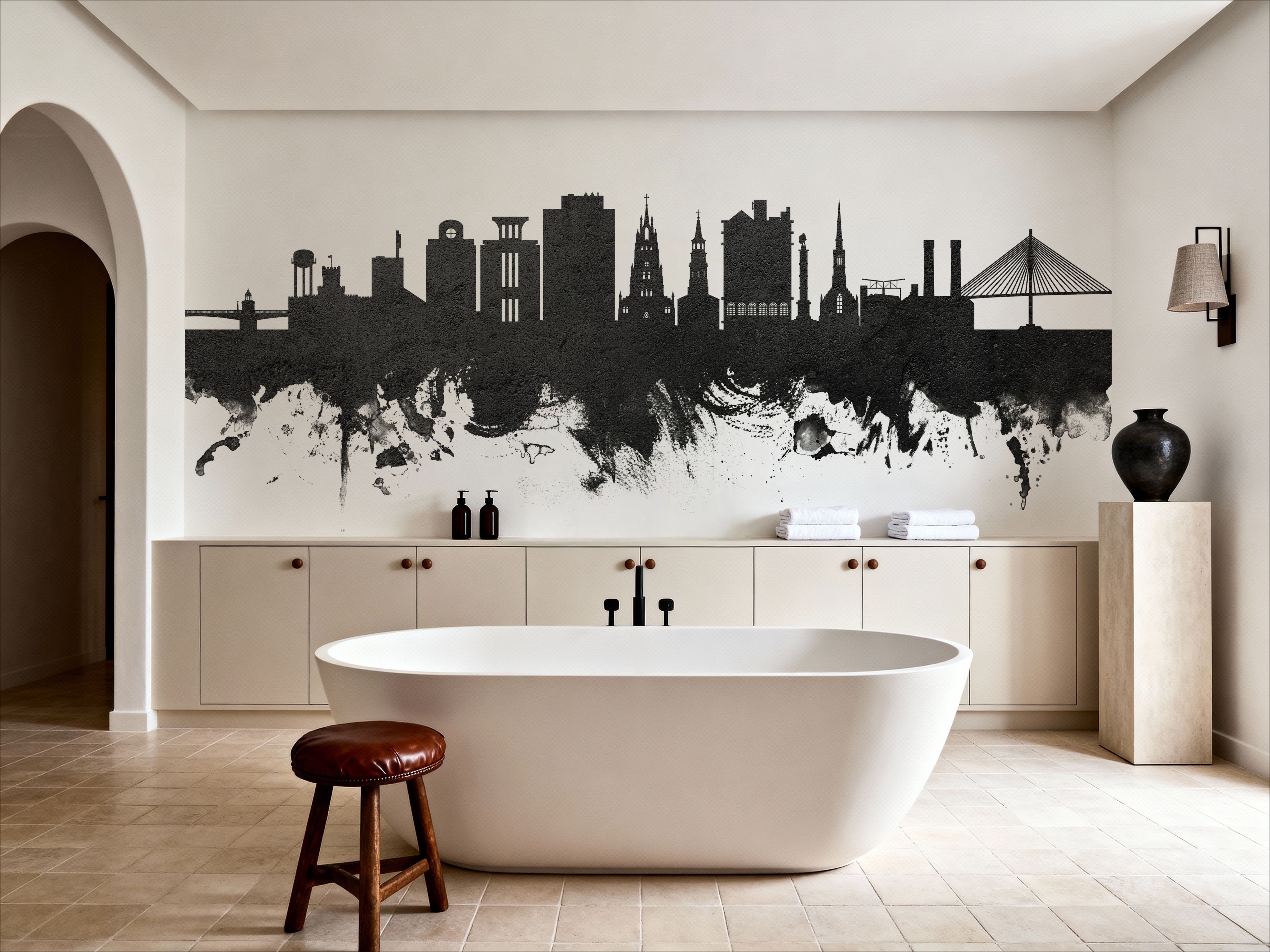 Charleston South Carolina Skyline Black & White