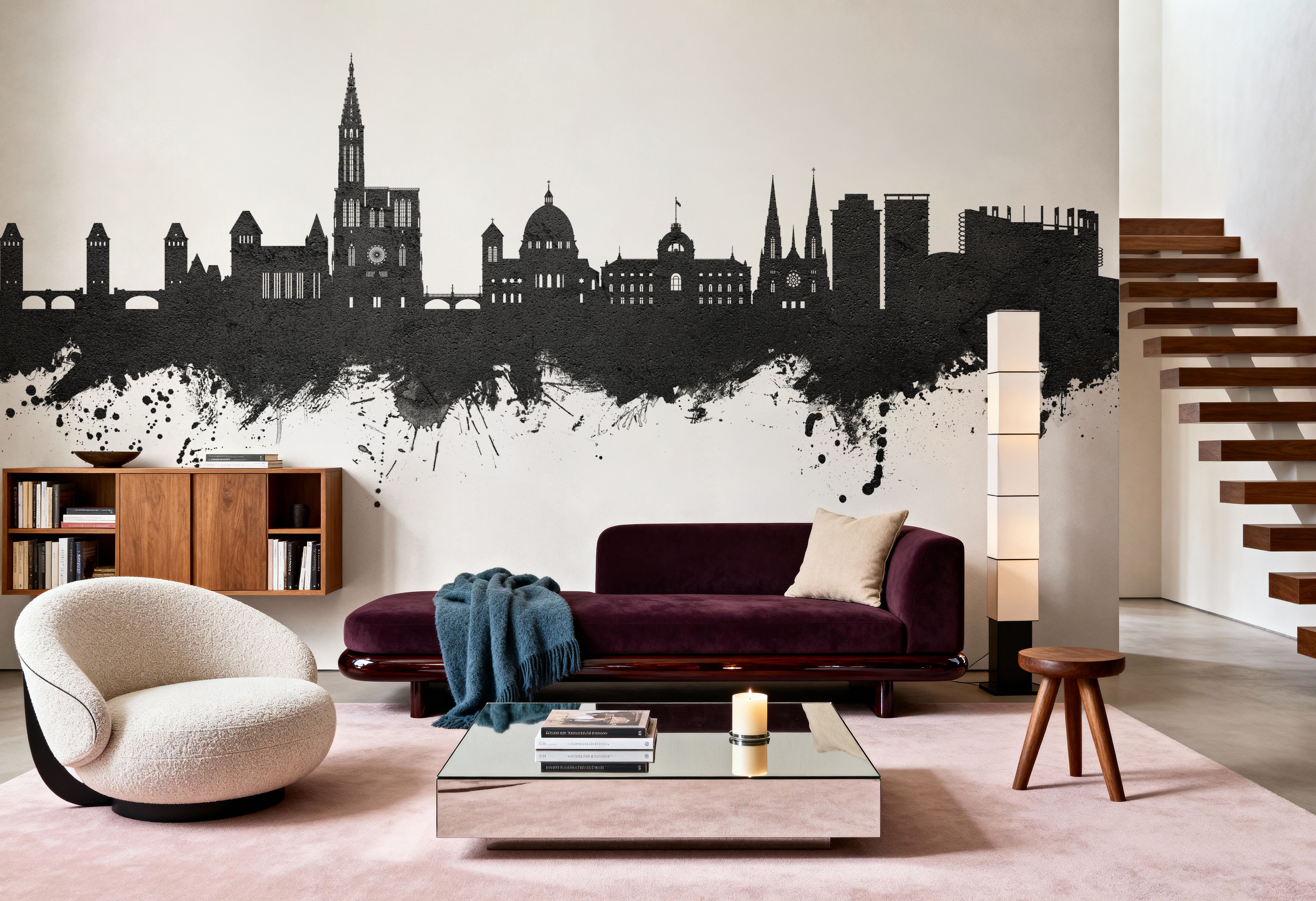 Strasbourg France Skyline Black & White