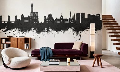 Strasbourg France Skyline Black & White