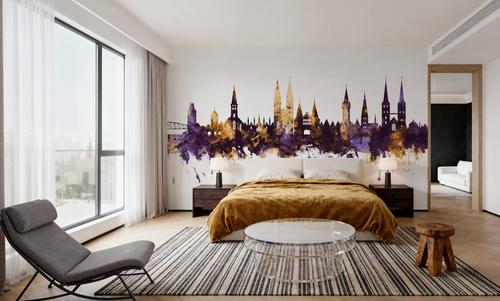 Lubeck Germany Skyline Purple & Gold