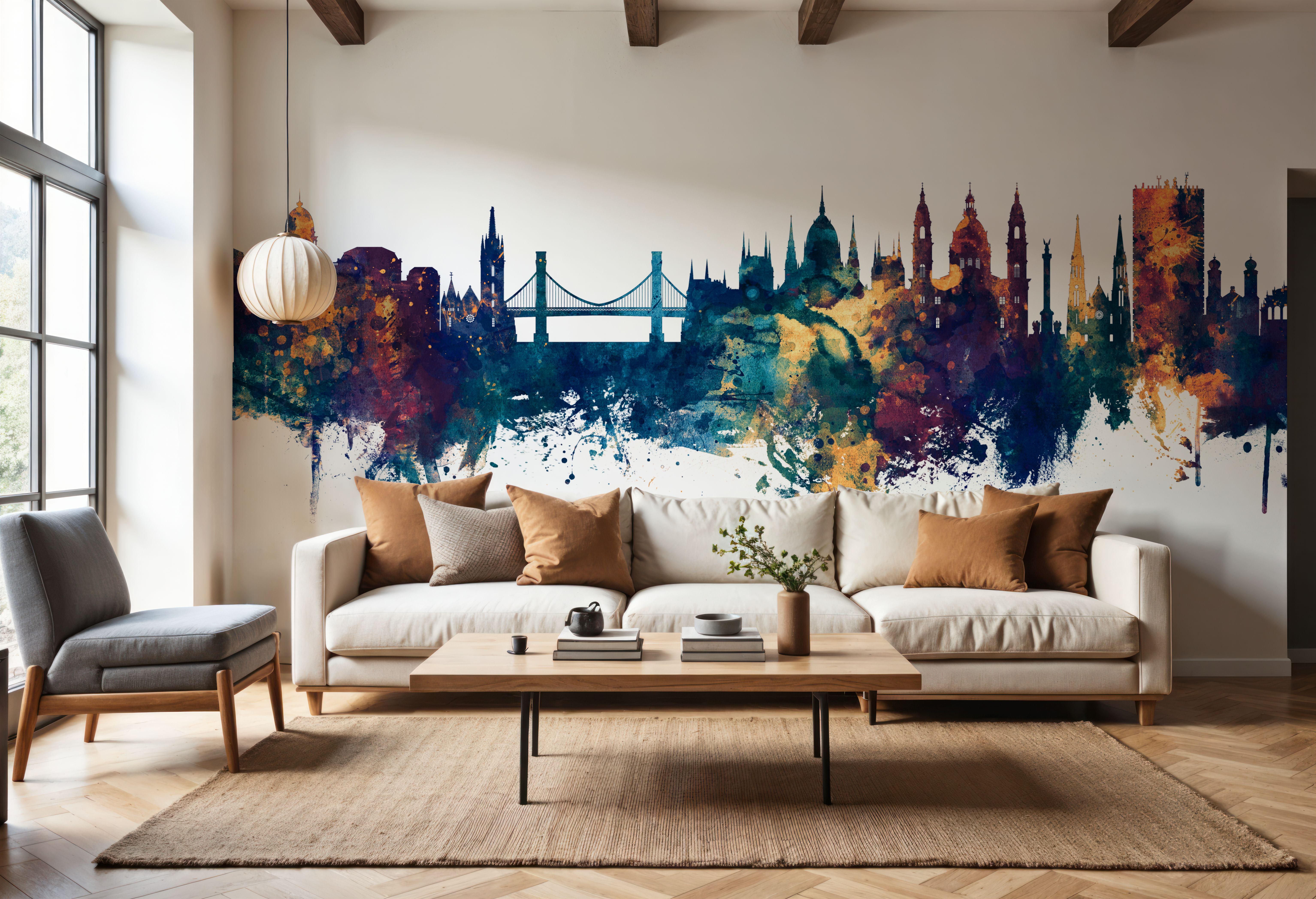 Budapest Skyline Blue & Bronze