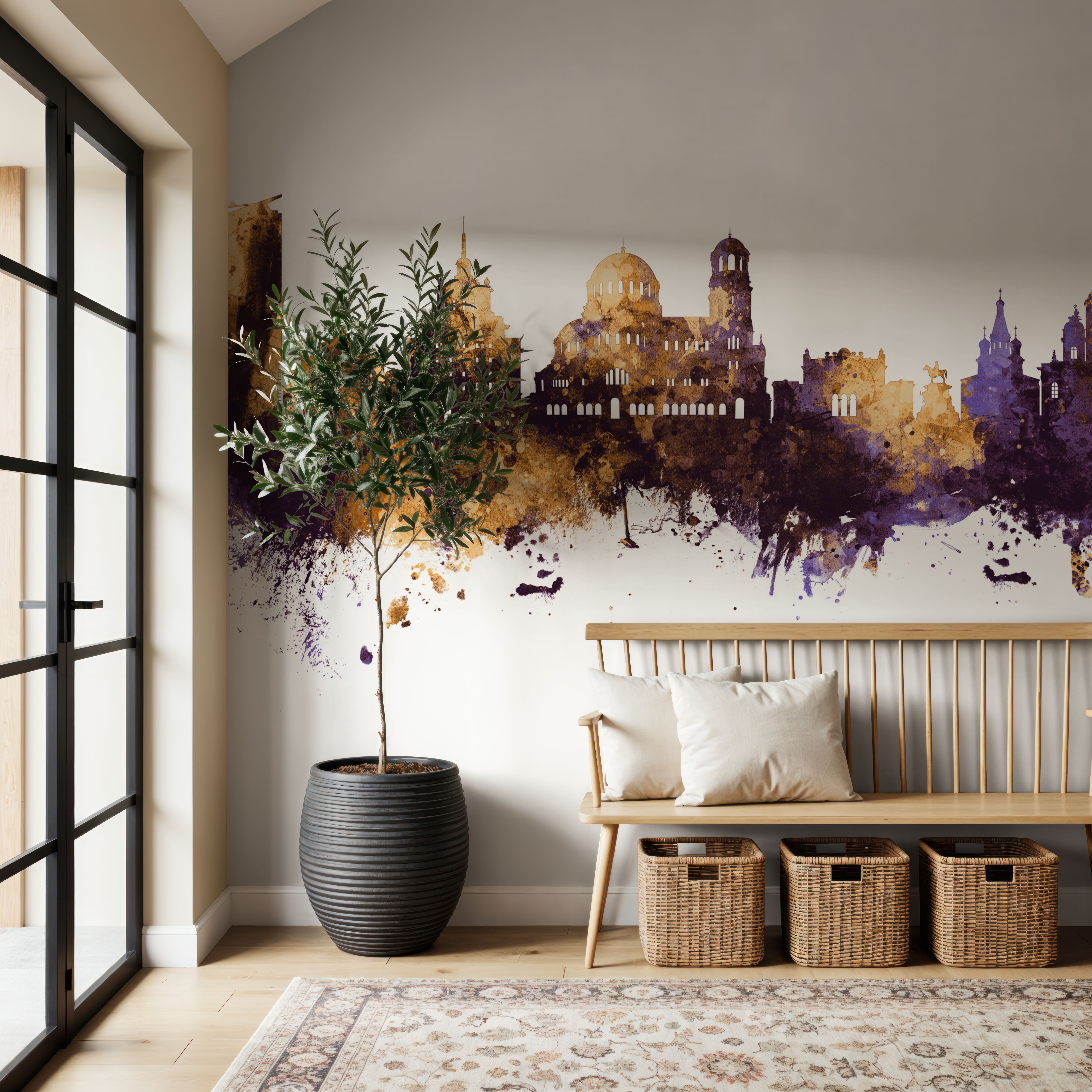 Sofia Bulgaria Skyline Purple & Gold