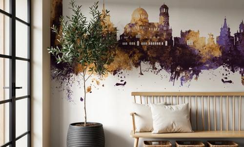 Sofia Bulgaria Skyline Purple & Gold