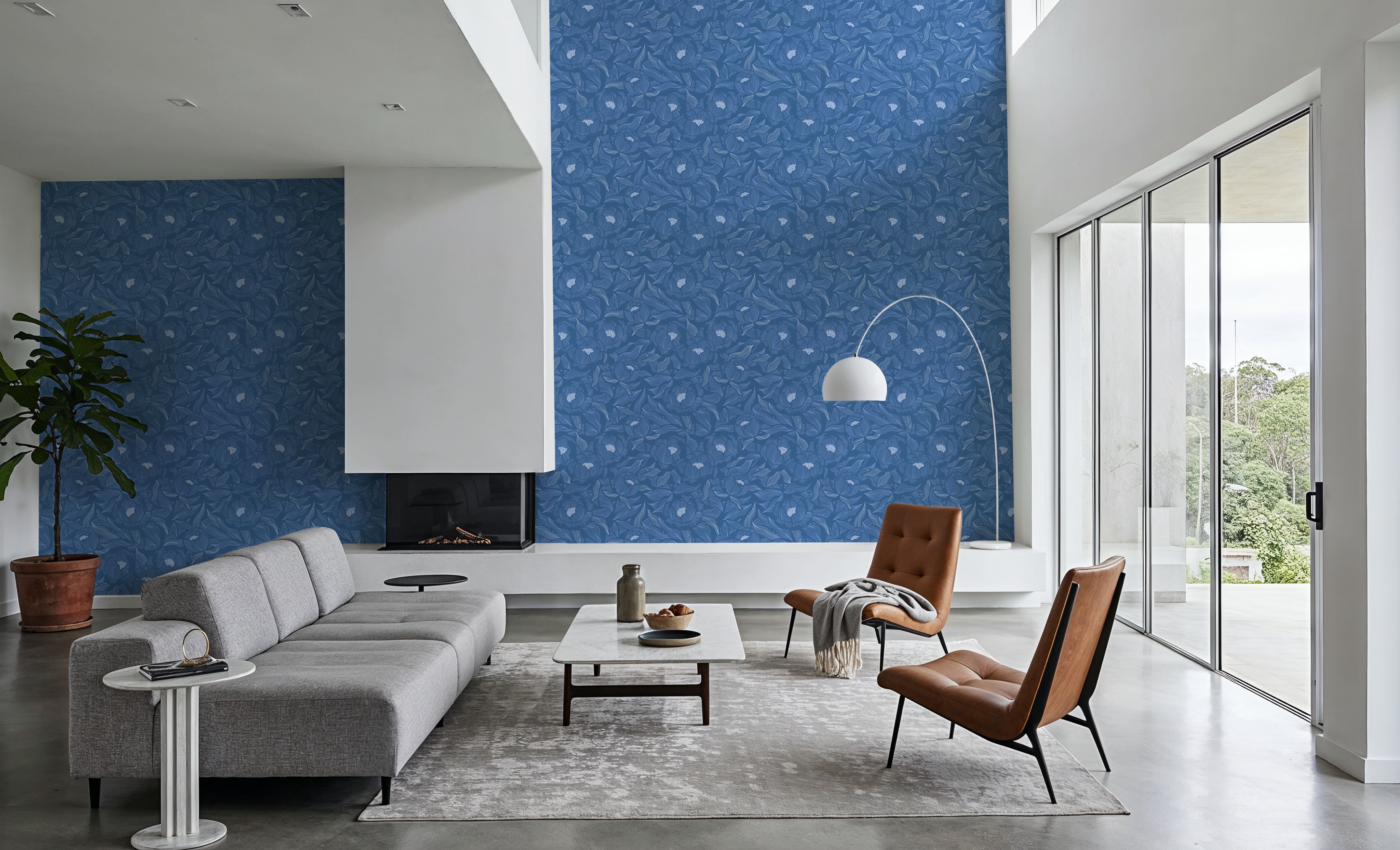 Hidden Peonies, Blue