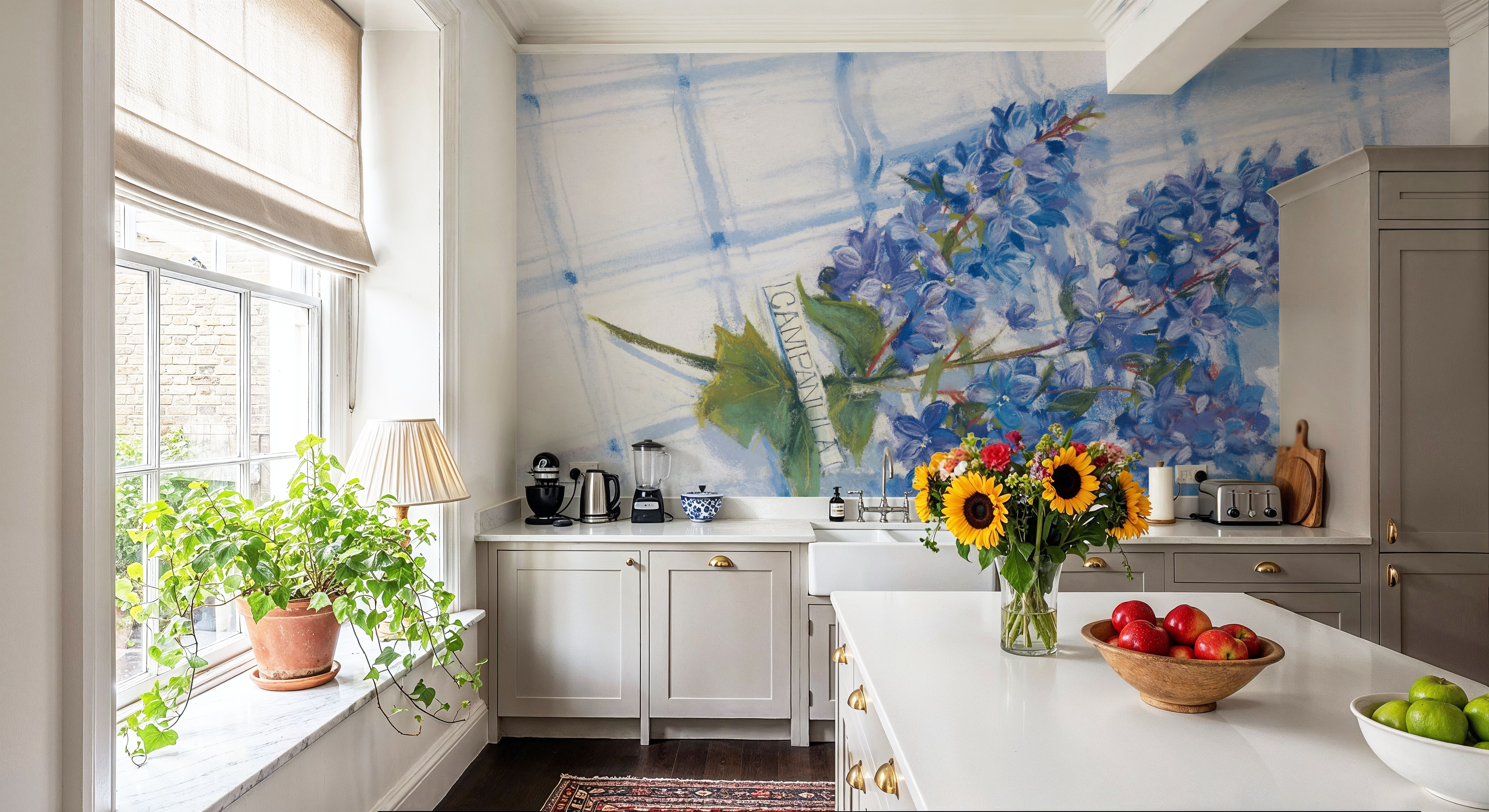 Campanula on Linen, Papel pintado