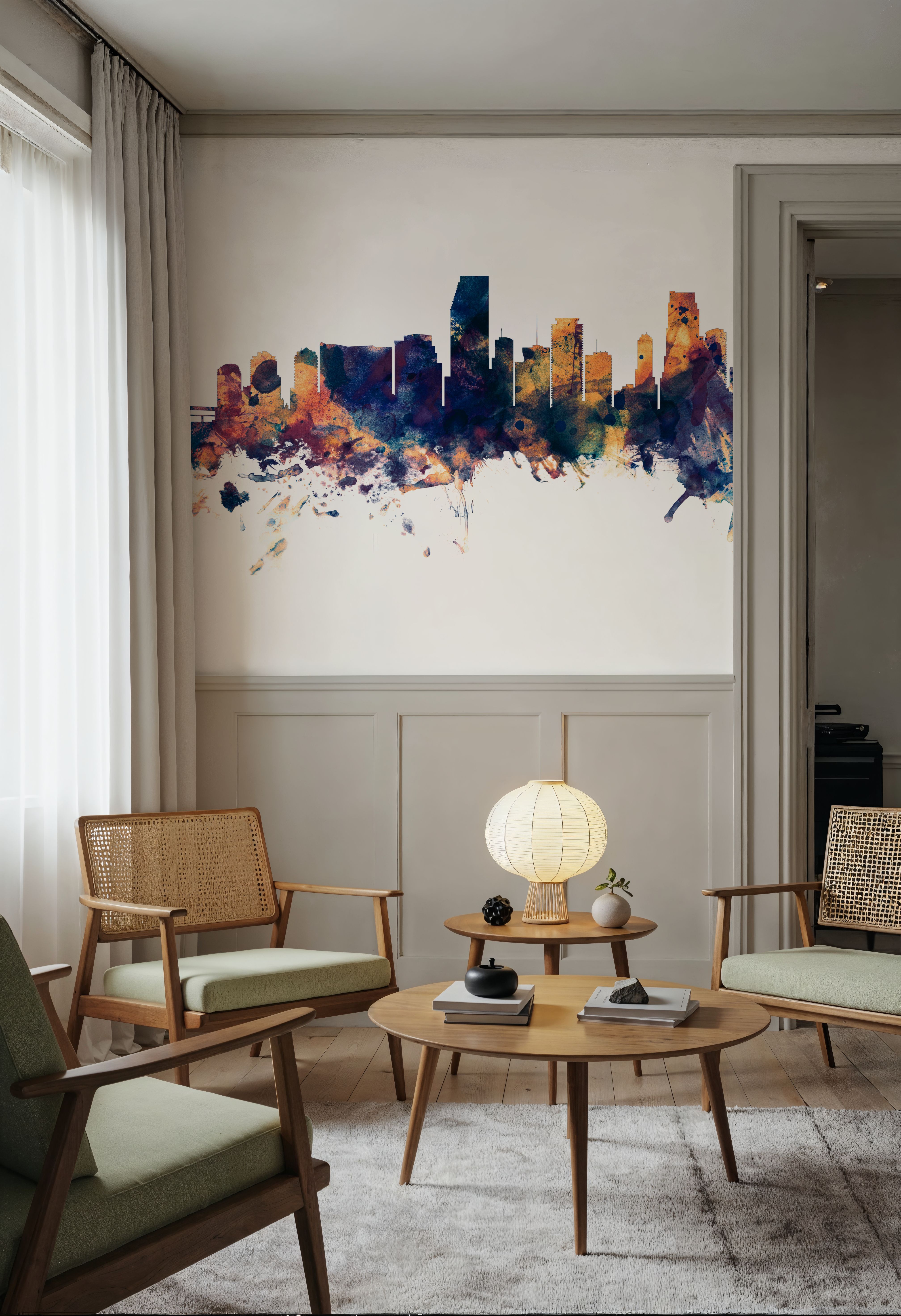 Miami Florida Skyline Blue & Bronze