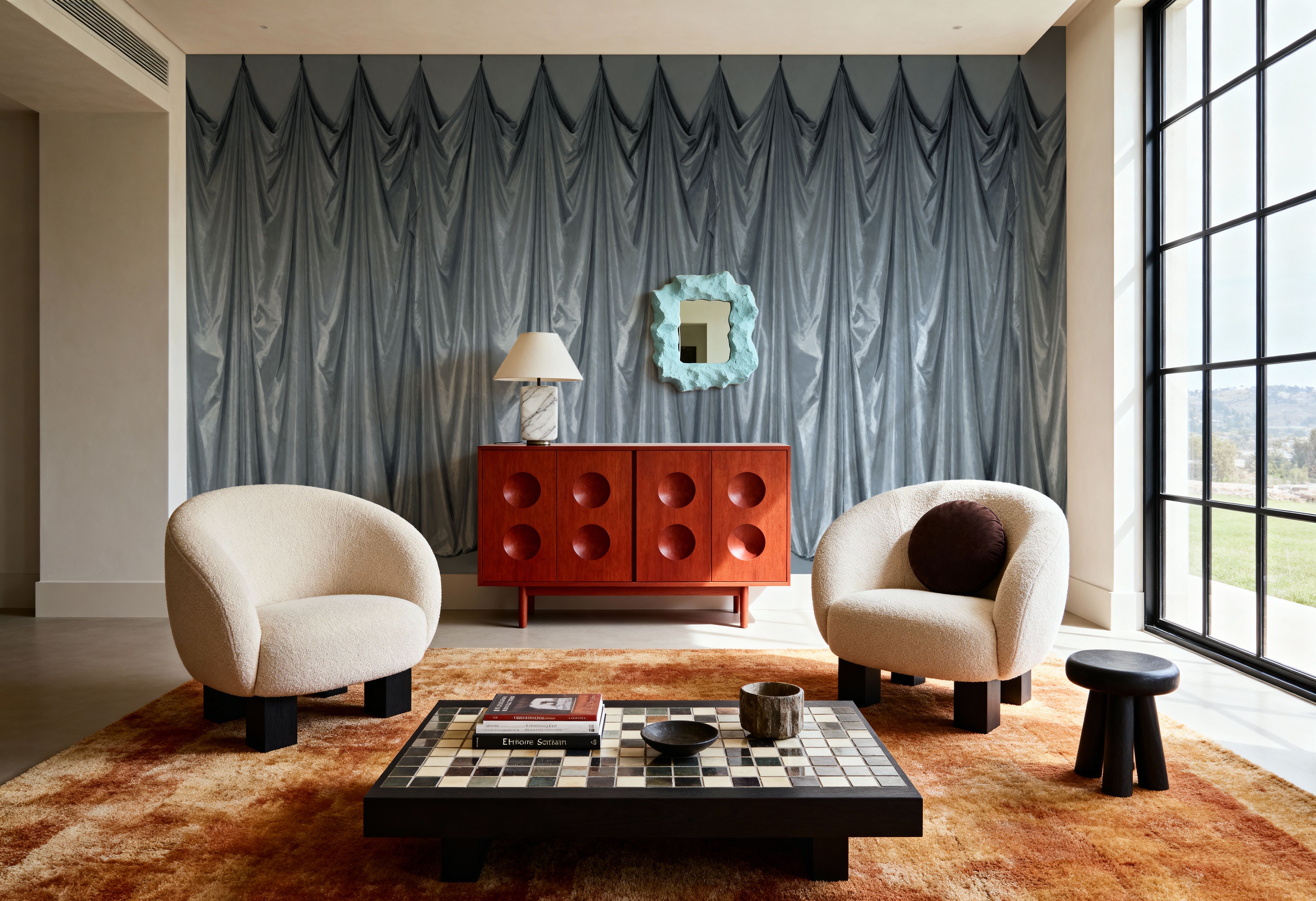 Medici Drapes, Stone Blue